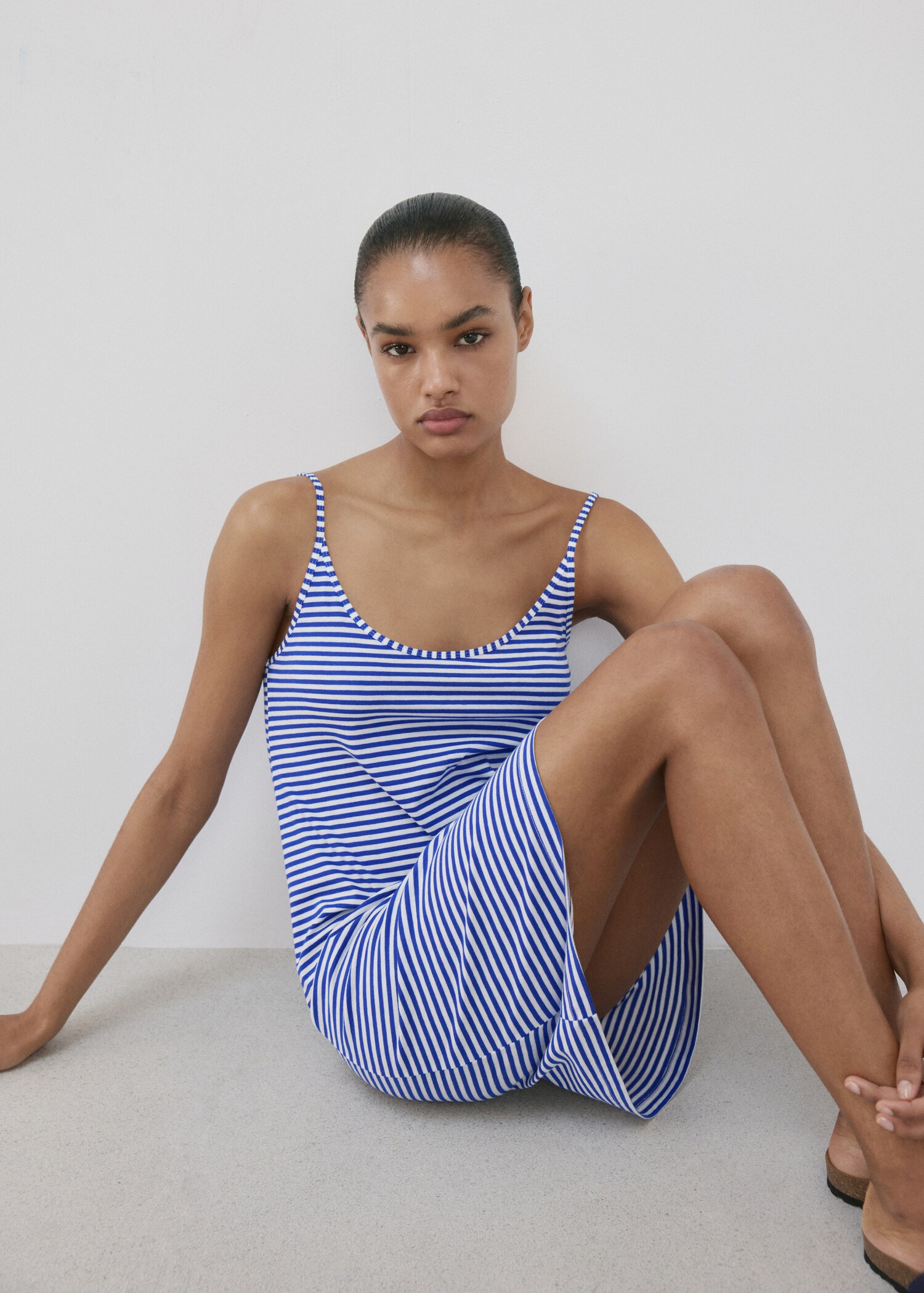 Cotton dress with woven stripe - Details of the article 2