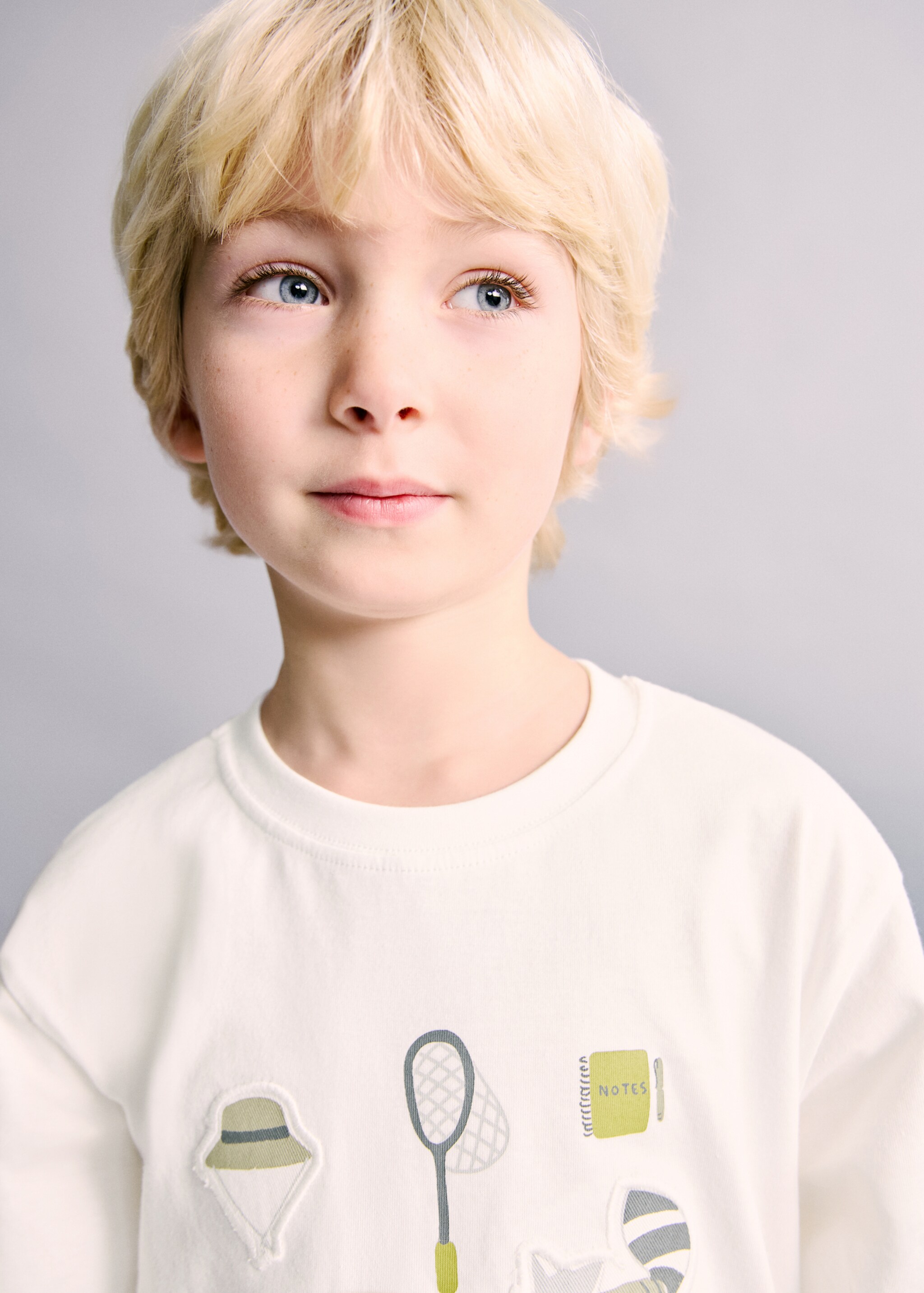 Embroidered detail print t-shirt - Details of the article 1, Off White. Ref: 27053719-00.