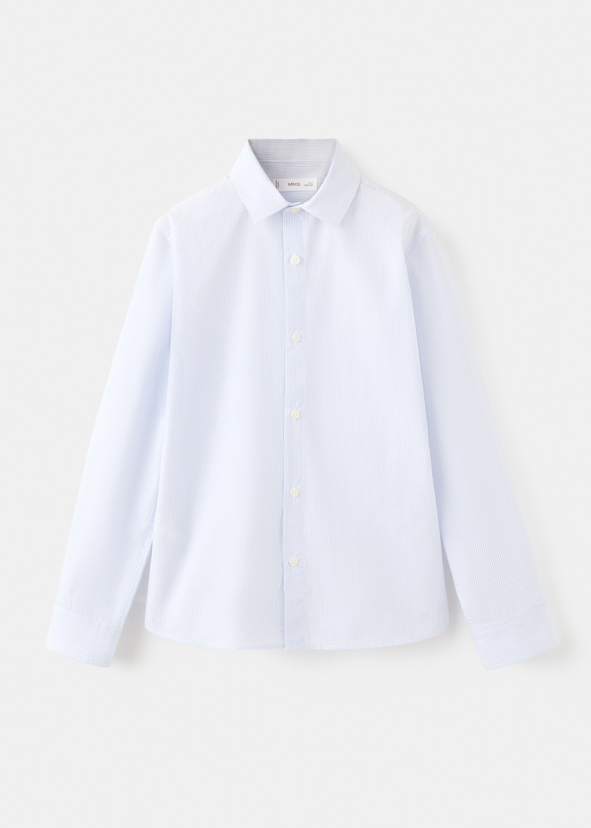 Striped cotton shirt - Article without model, Sky Blue. Ref: 27053725-00.