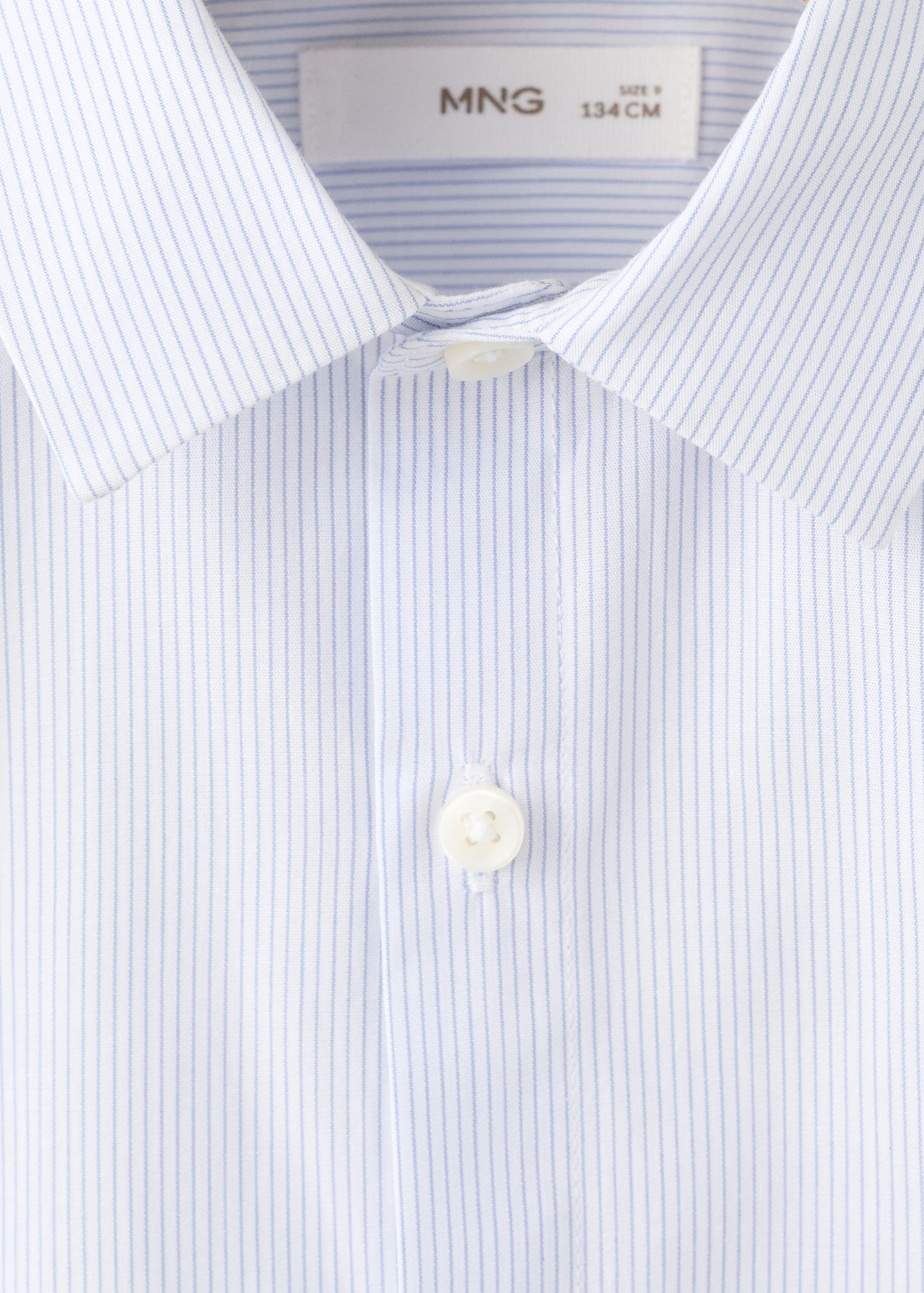 Striped cotton shirt - Details of the article 8, Sky Blue. Ref: 27053725-00.