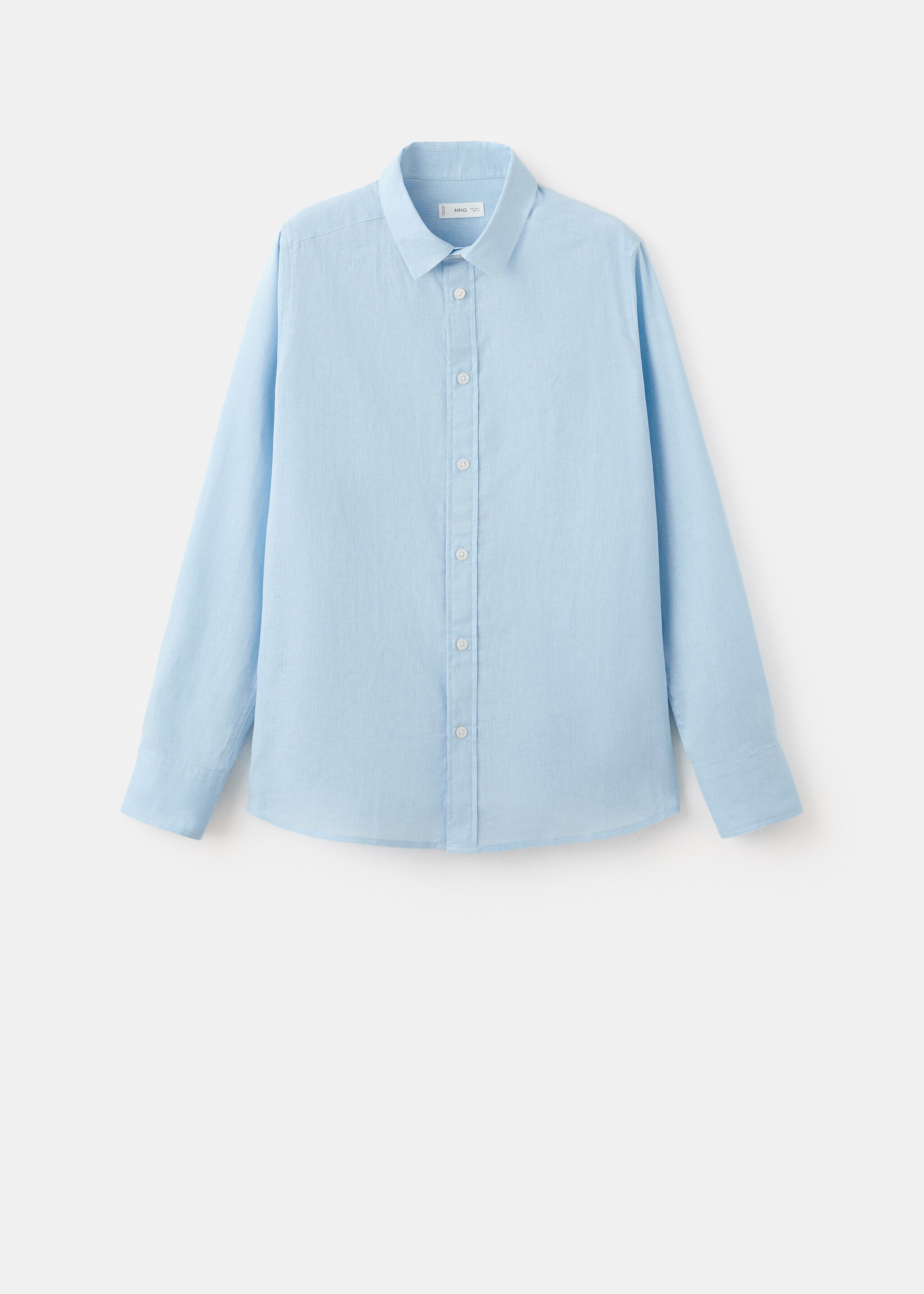 Linen-blend shirt - Article without model, Sky Blue. Ref: 27054051-00.