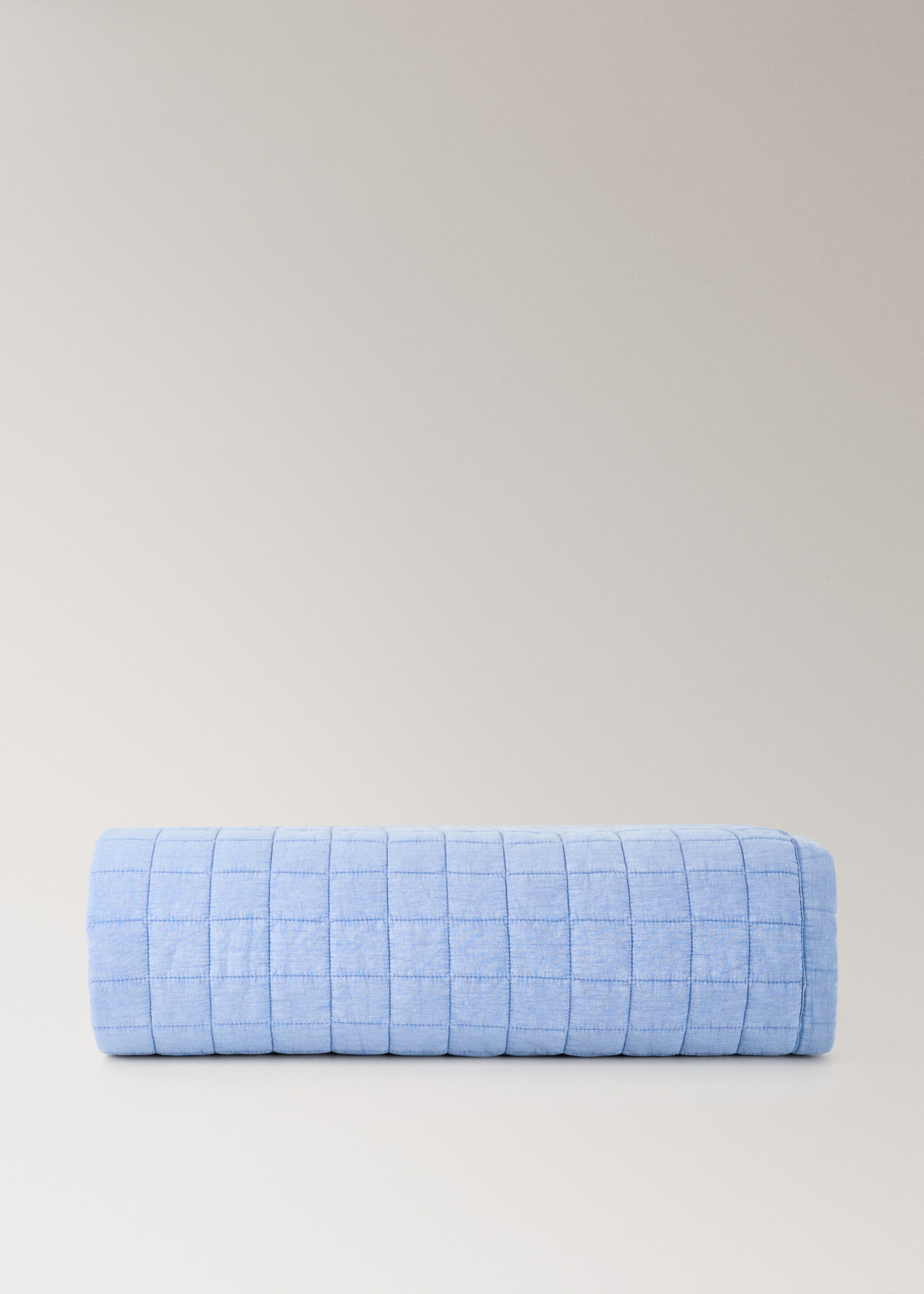 Dziecięca narzuta bawełniana z pikowanym wzorem w kratę - Artykuł bez modela/modelki, Niebieski. Ref: 27054055-00.