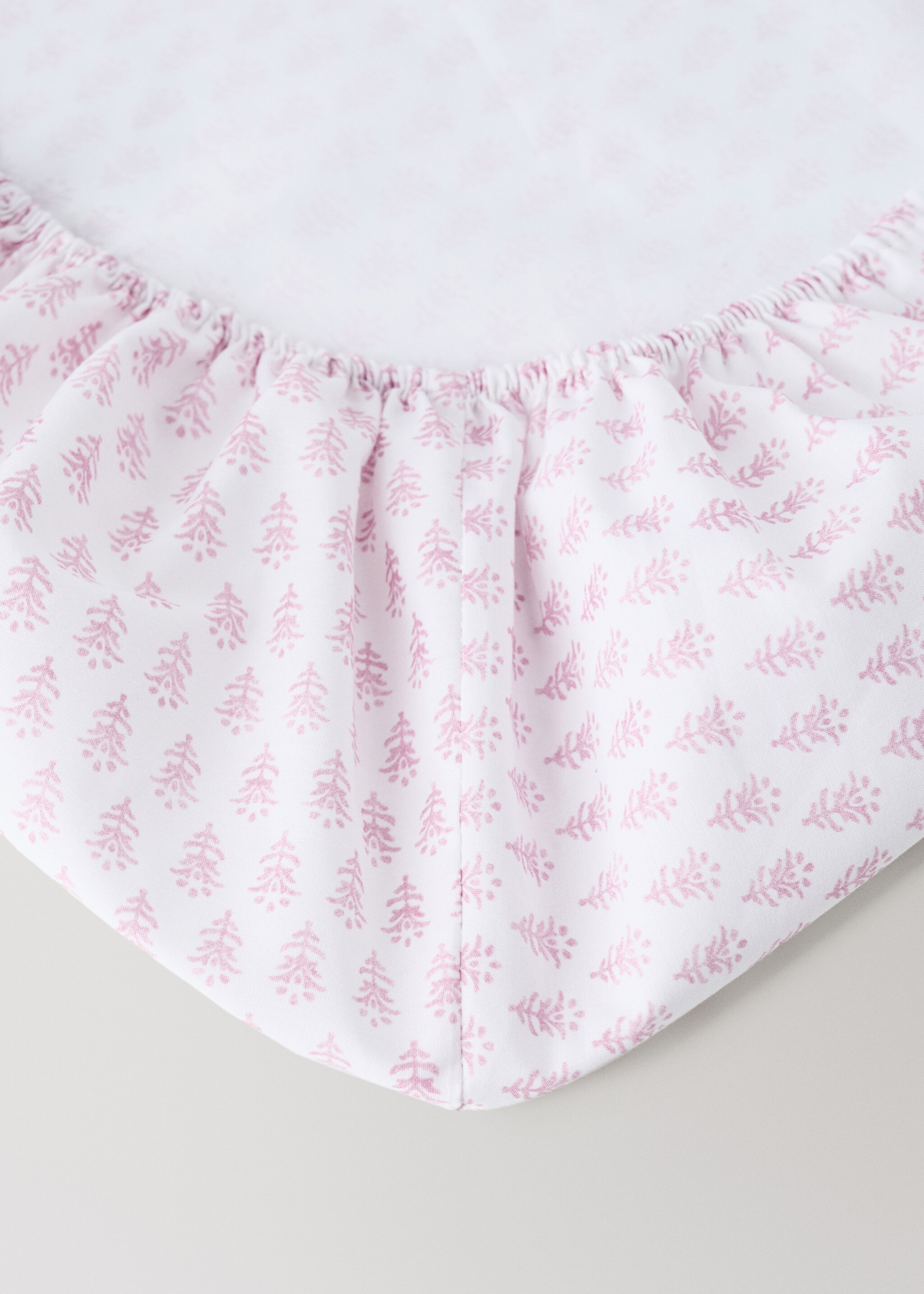 Children's fitted sheet in cotton percale with mini floral print for a 90 cm bed - Details of the article 1, Pink. Ref: 27054058-00.