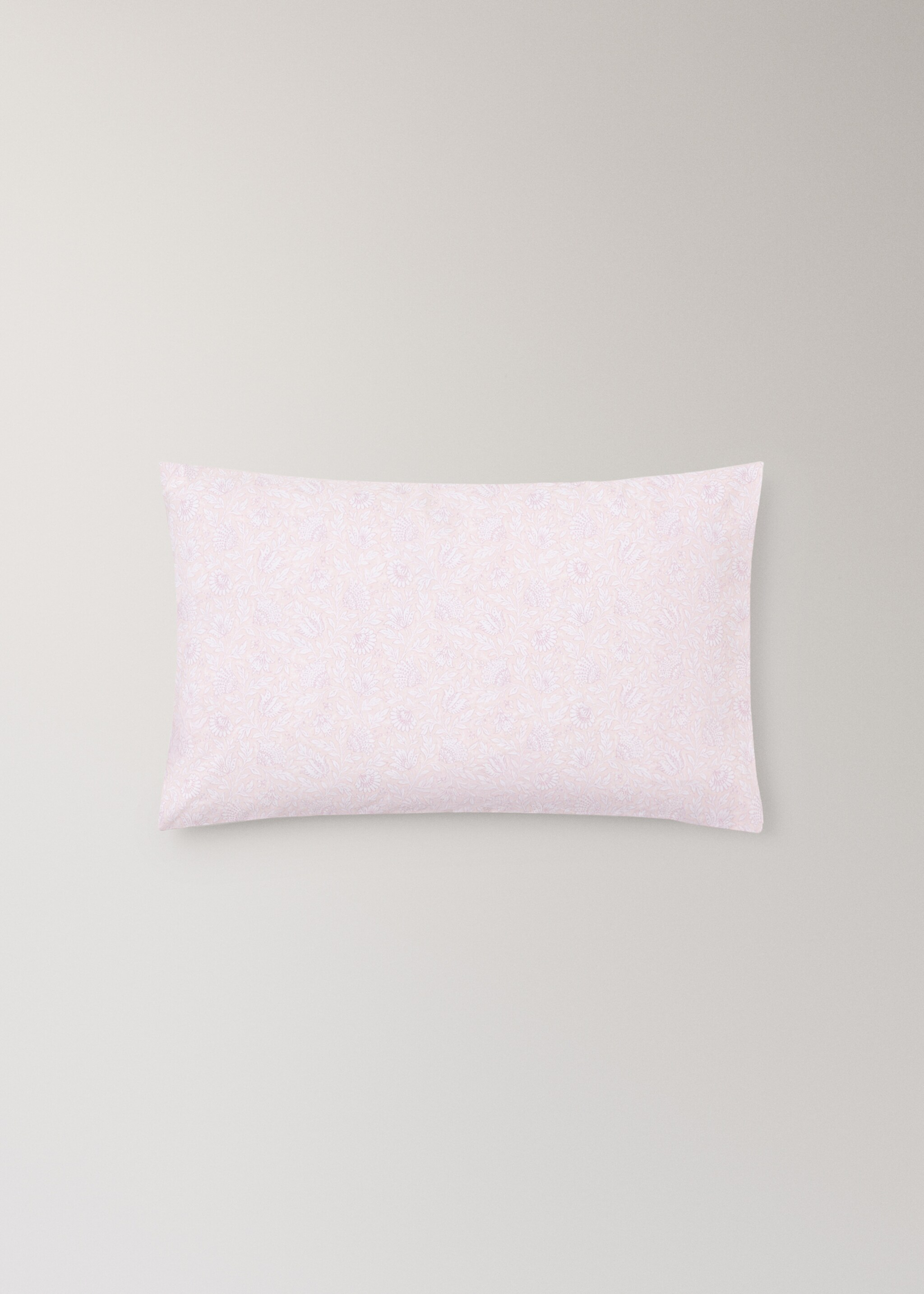 Cot bed pillowcase cotton percale floral 30x50 - Article without model, Pastel Pink. Ref: 27054065-00.