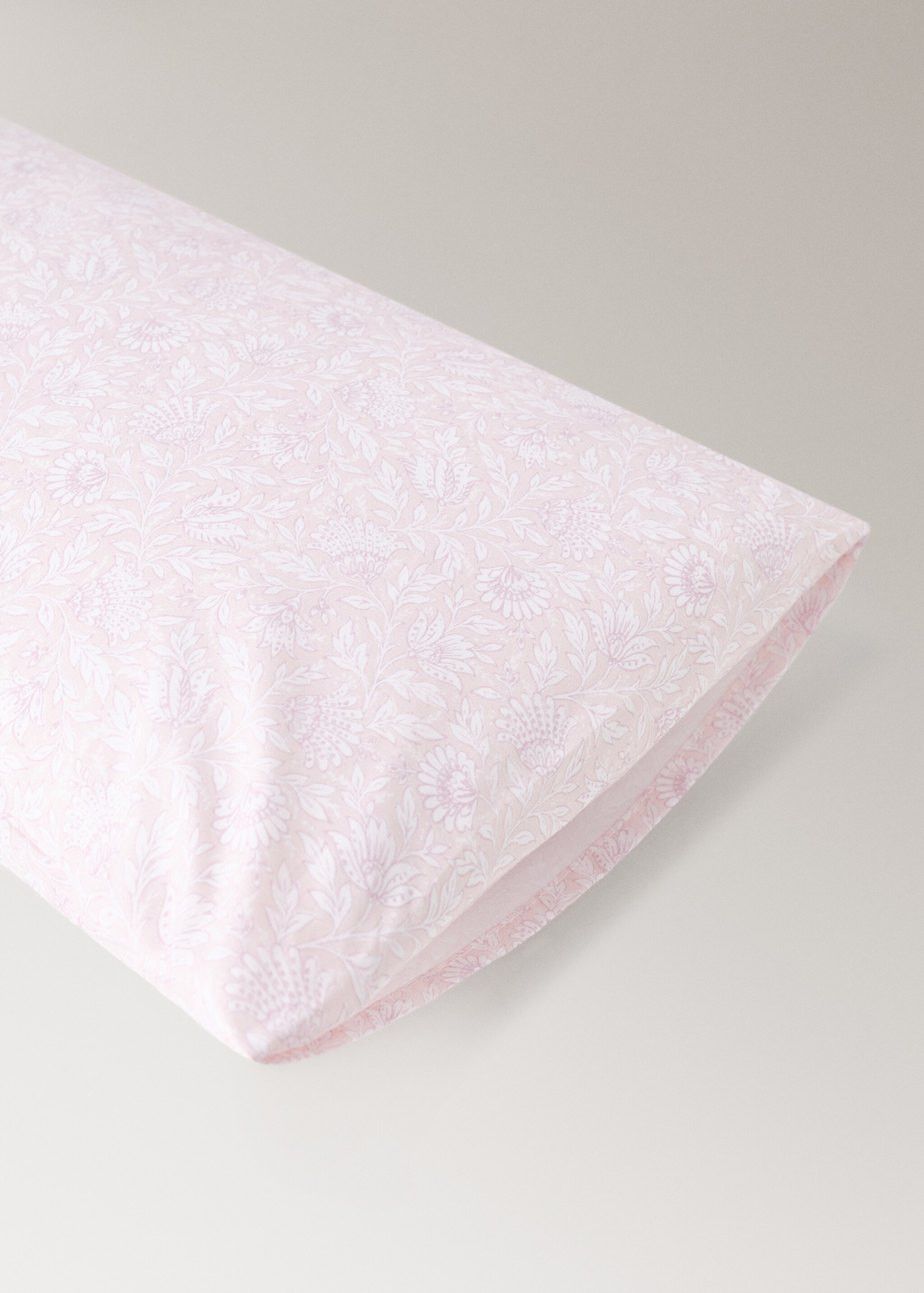 Cot bed pillowcase cotton percale floral 30x50 - Details of the article 1, Pastel Pink. Ref: 27054065-00.