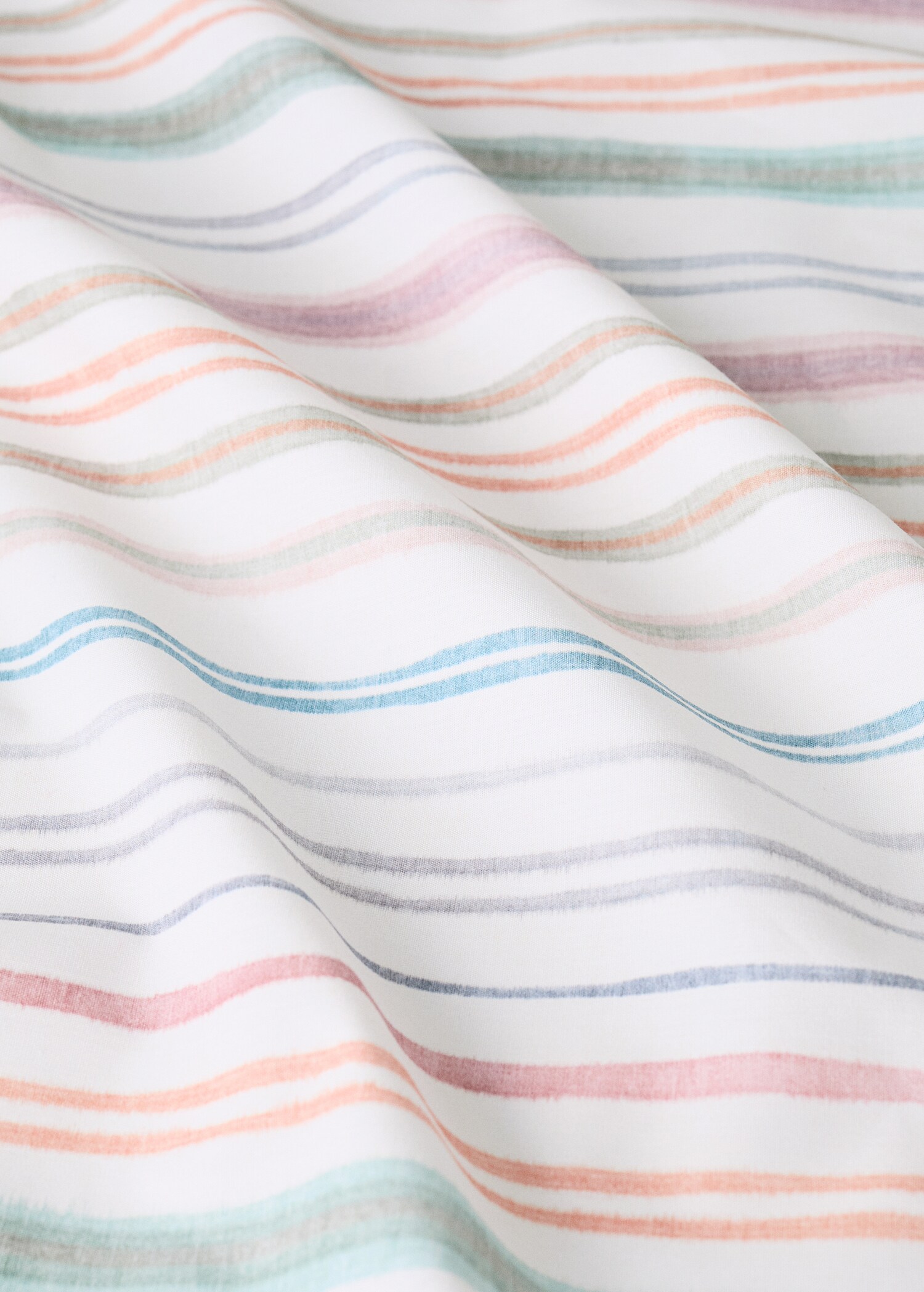 Cot bed fitted sheet in multicoloured striped cotton percale - Details of the article 2