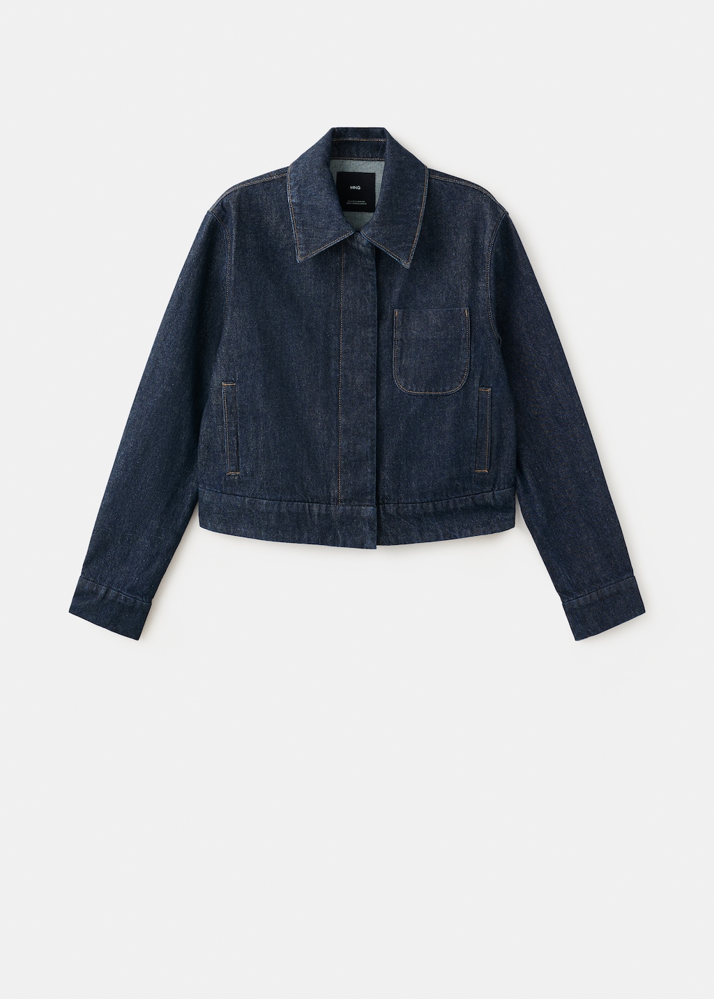 Fitted denim jacket with pockets - image 2