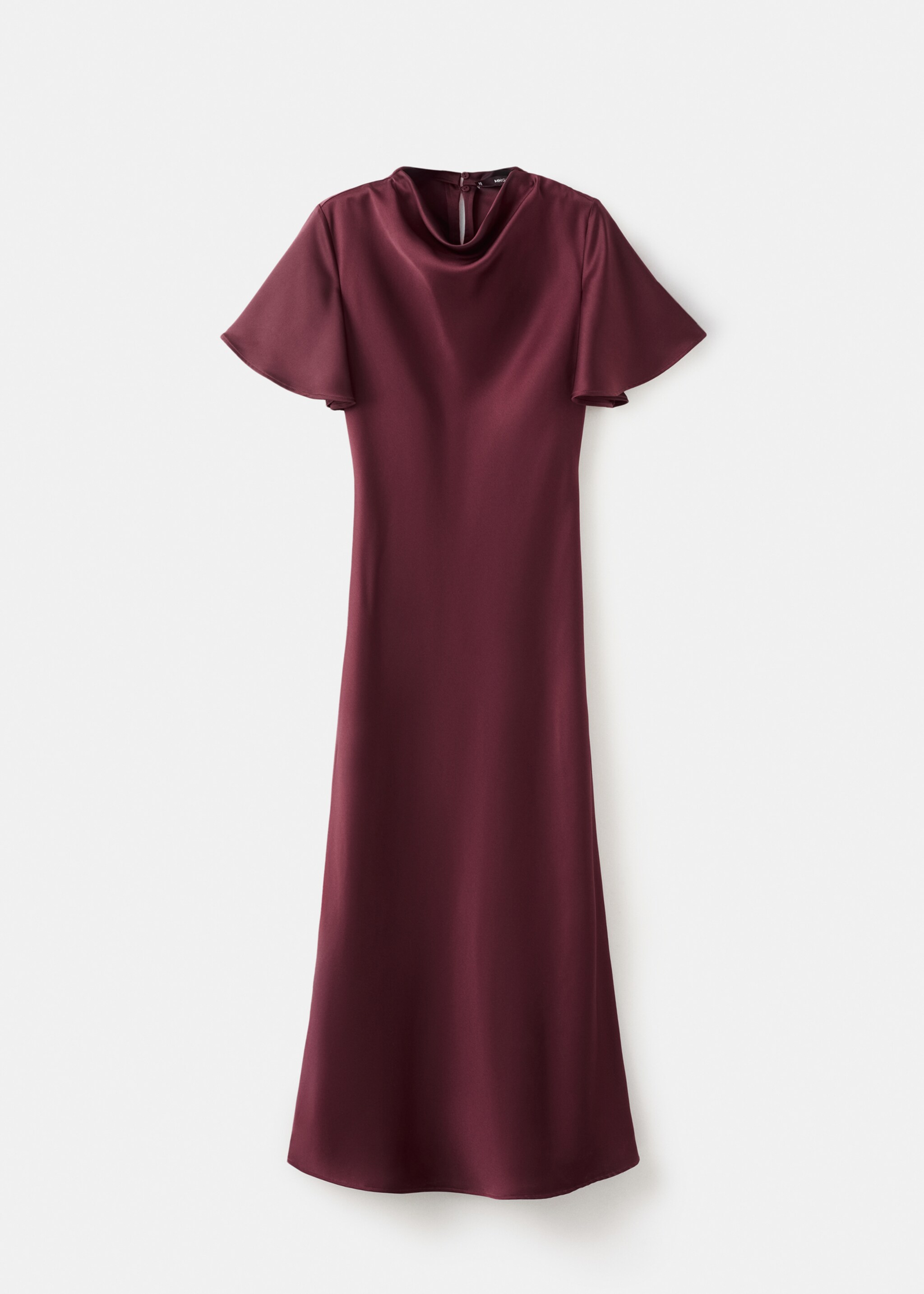 Draped neck satin dress - Article without model, Maroon. Ref: 27054076-00.