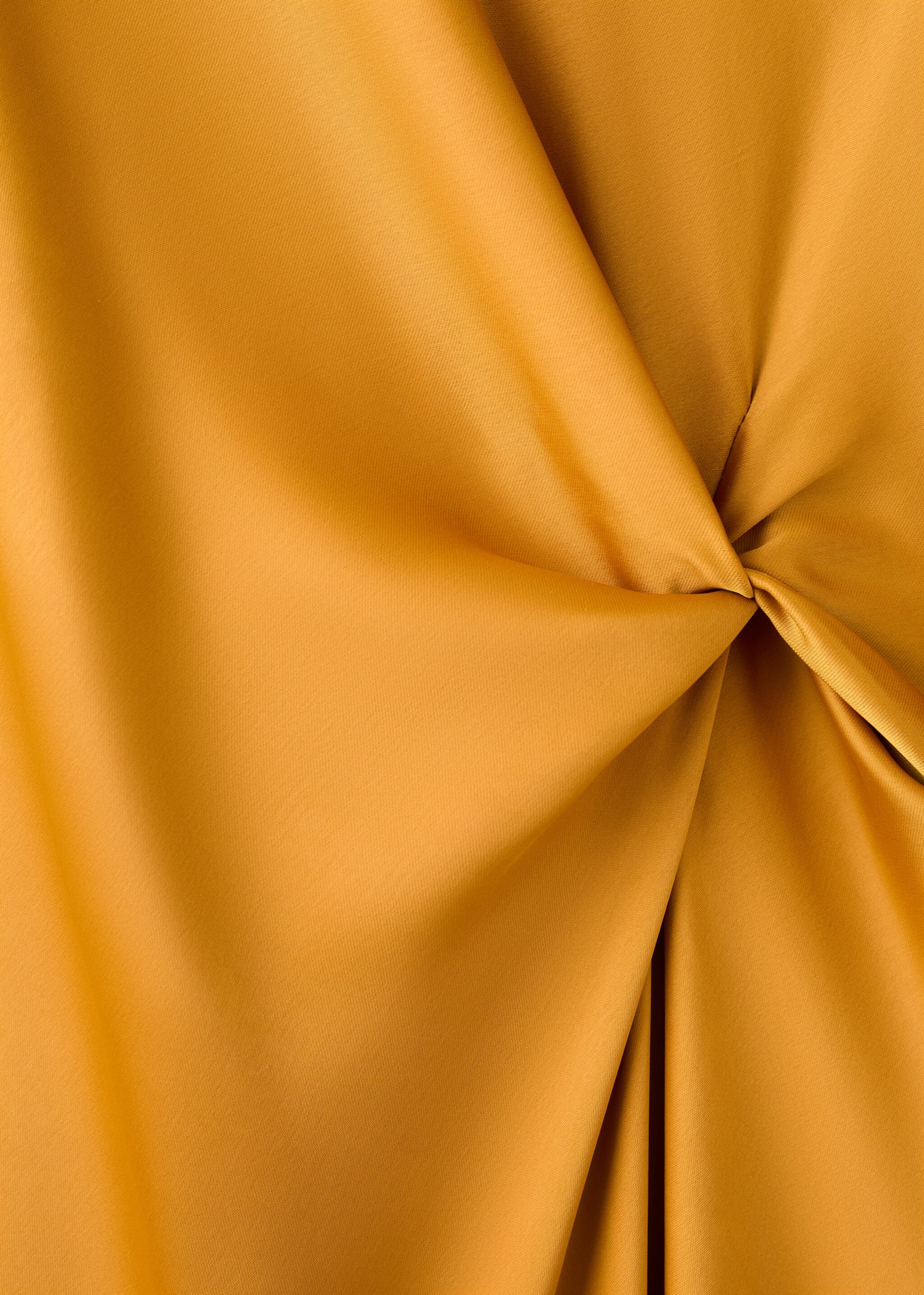 Ruched satin dress - Details of the article 0, Ochre. Ref: 27054077-00.