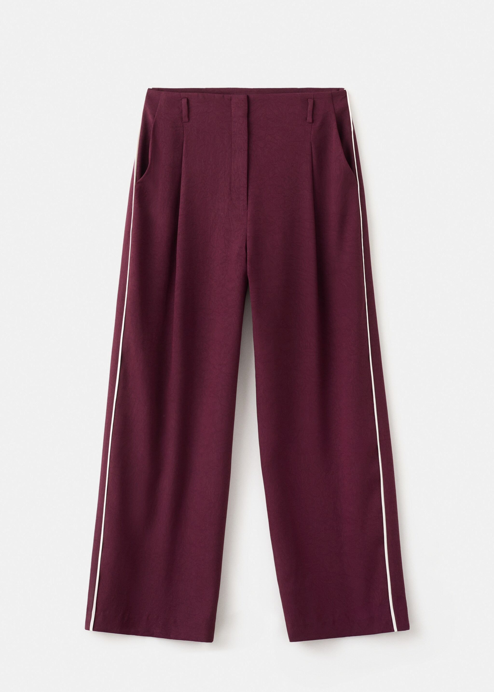 Contrast stripe straight trousers - Article without model, Ecru. Ref: 27054080-00.