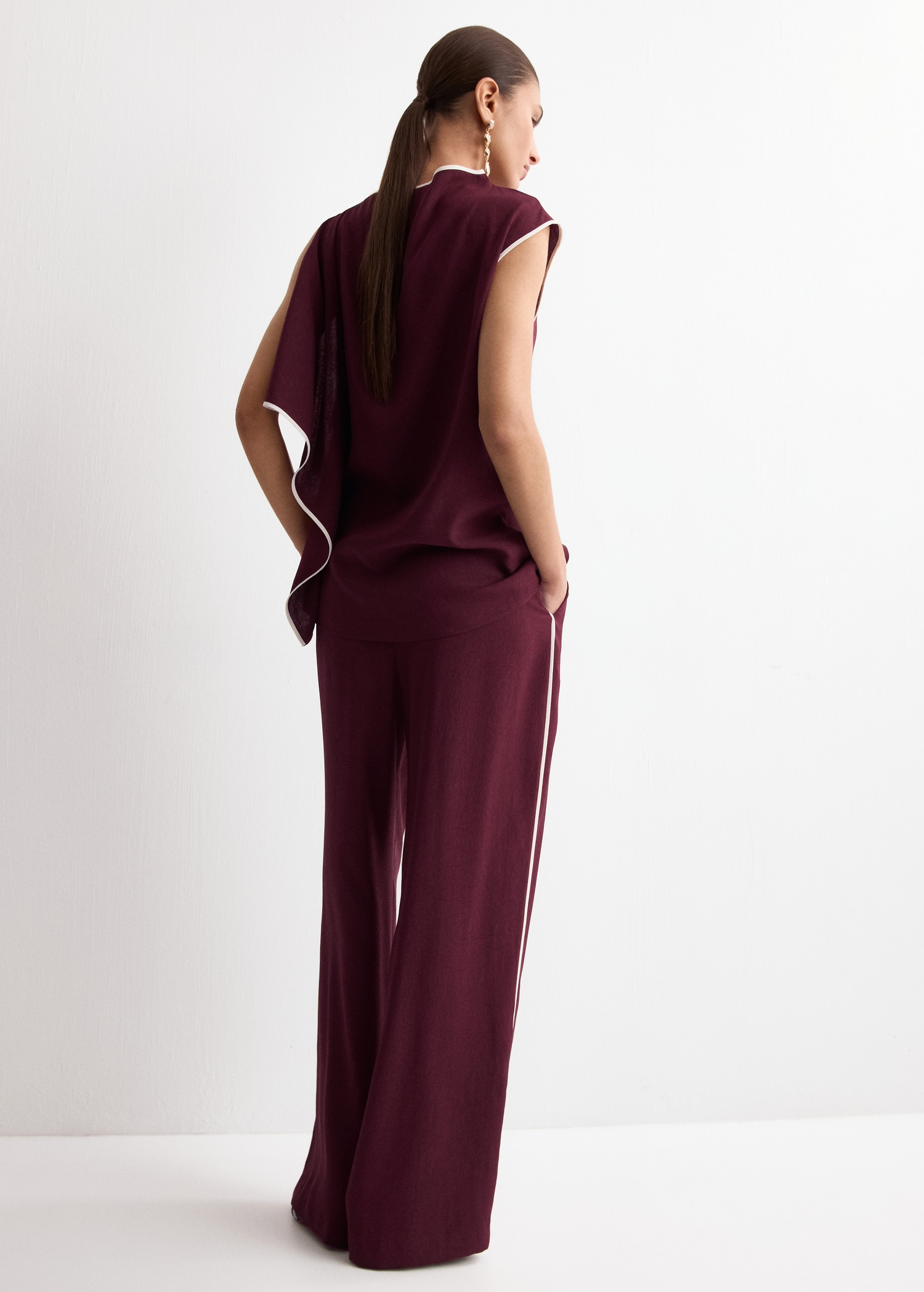 Contrast stripe straight trousers - Reverse of the article