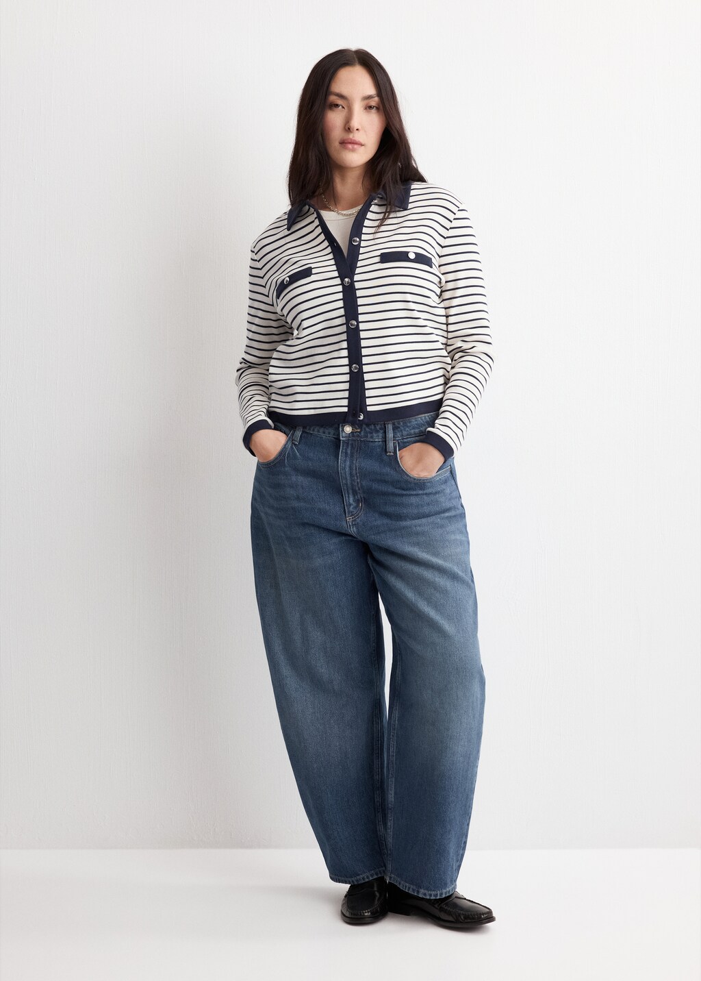 Mango Striped cardigan with jewel buttons