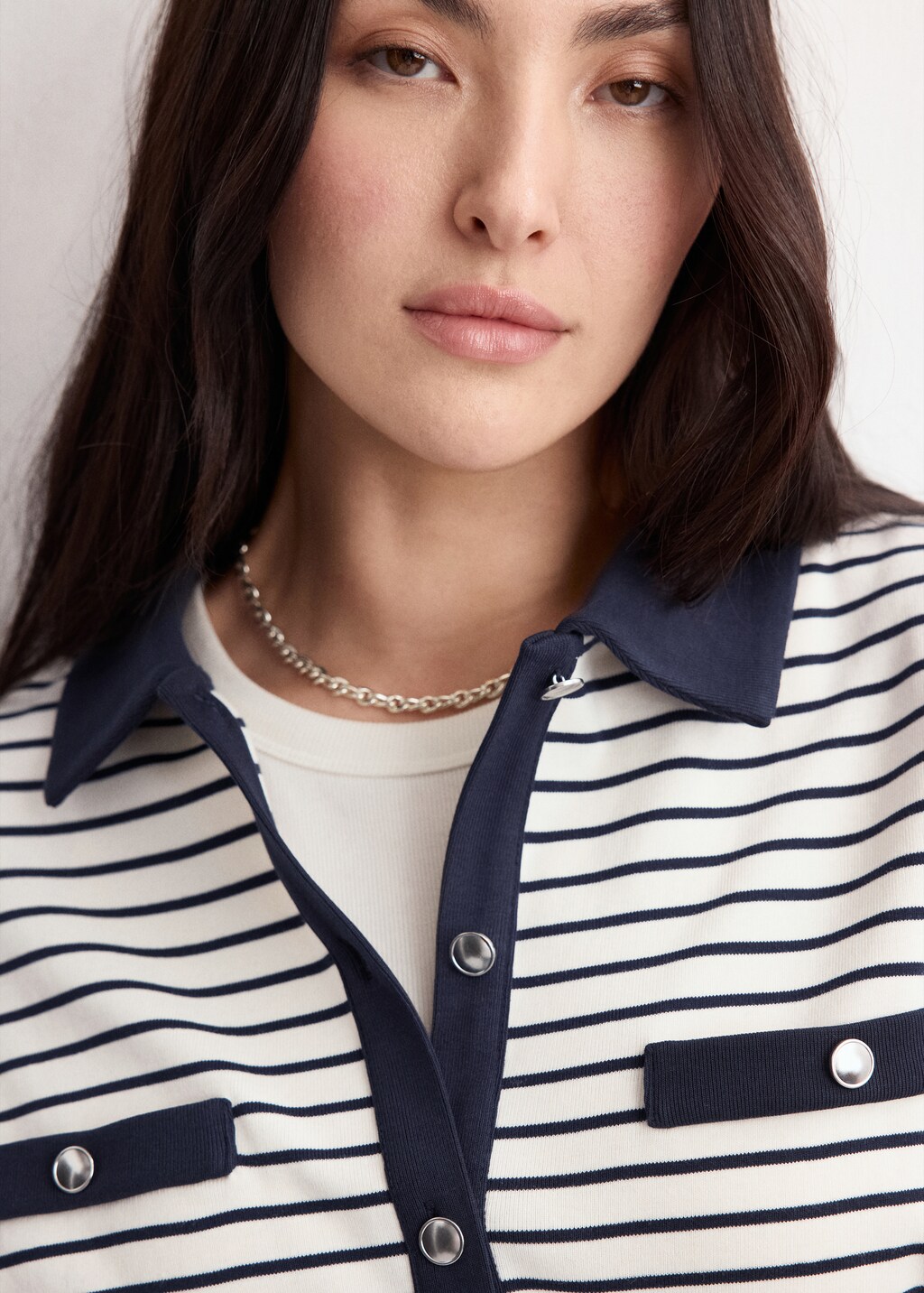 Mango Striped cardigan with jewel buttons