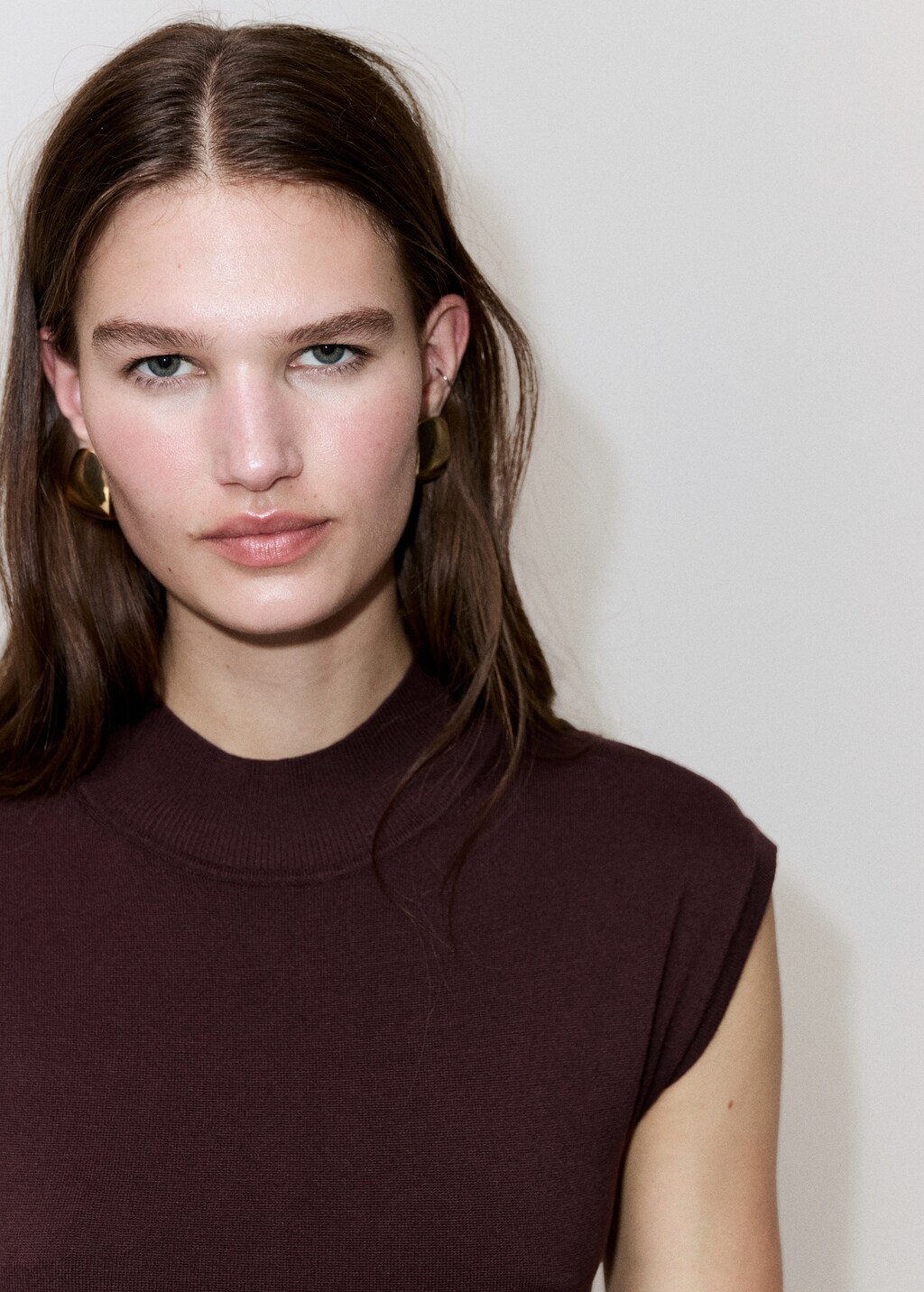 Mango Perkins-neck knitted dress