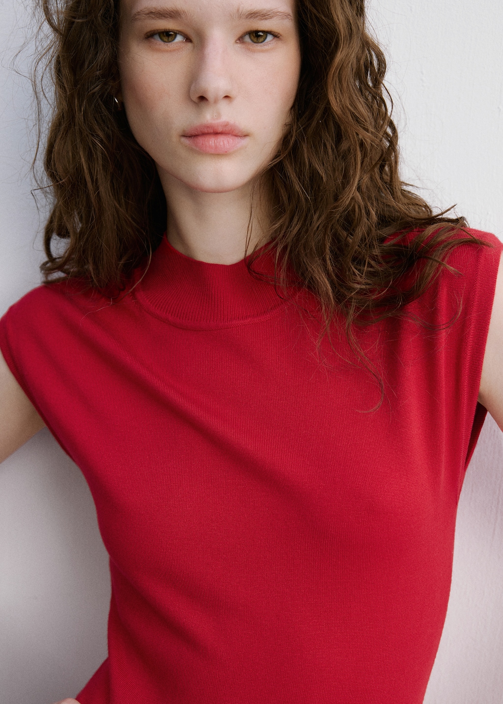 Mango Perkins-neck knitted dress