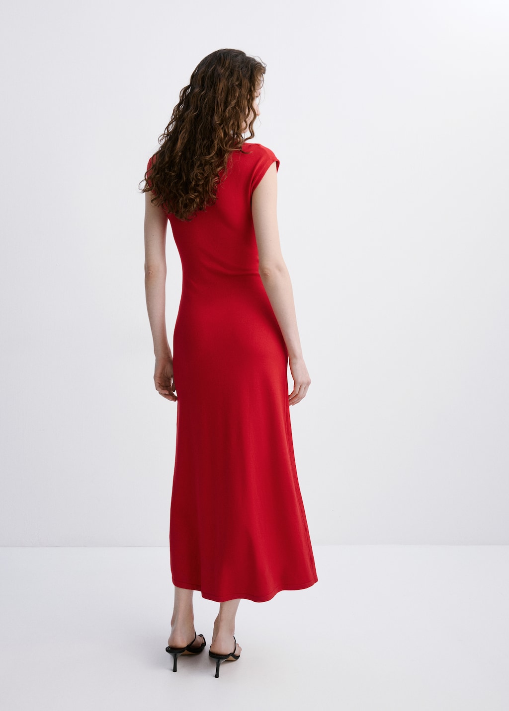 Mango Perkins-neck knitted dress