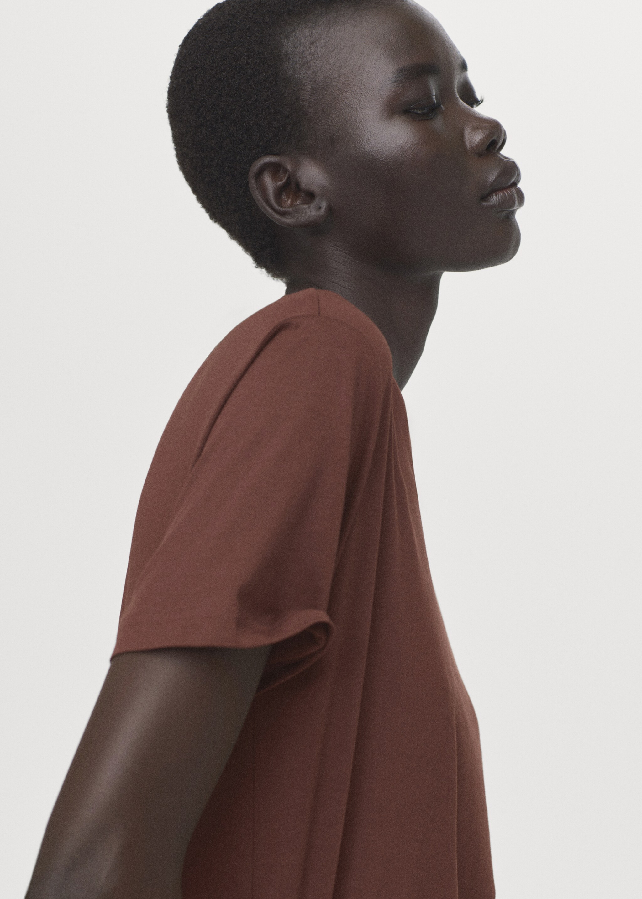 Short-sleeved cotton t-shirt - Details of the article 1, Russet. Ref: 27054090-00.