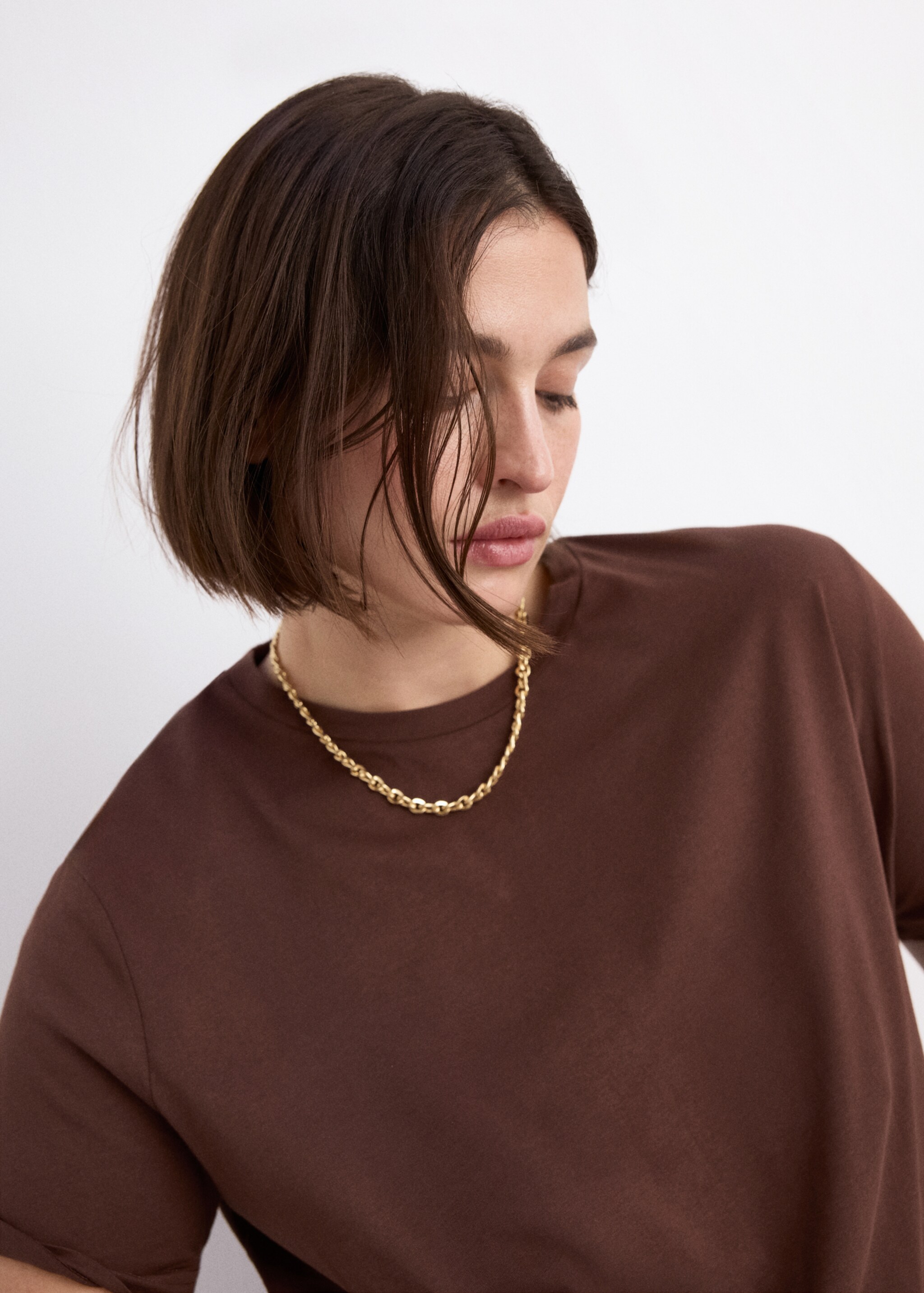Short-sleeved cotton t-shirt - Details of the article 4, Russet. Ref: 27054090-00.