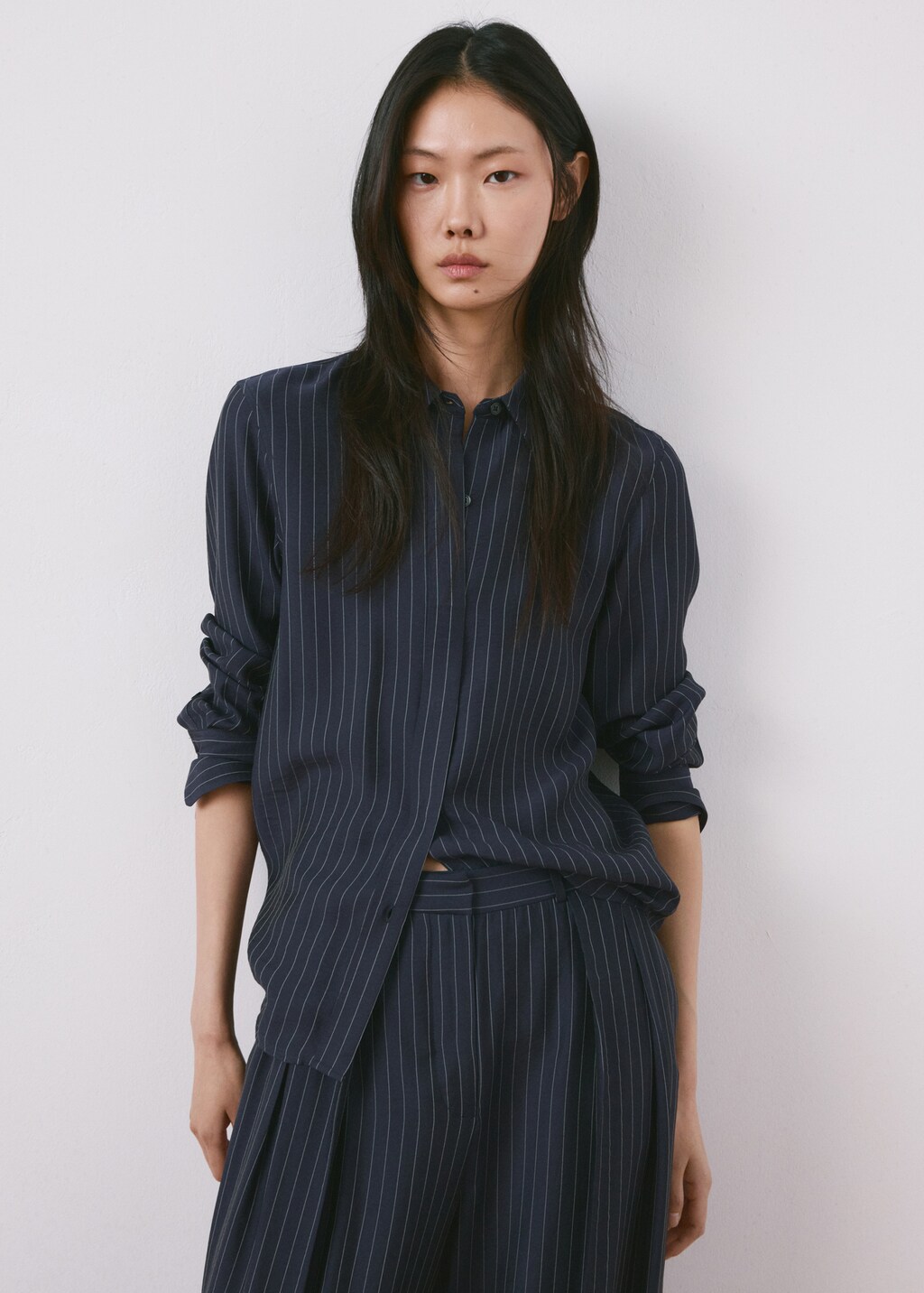 Pinstripe wide leg trousers - image 5