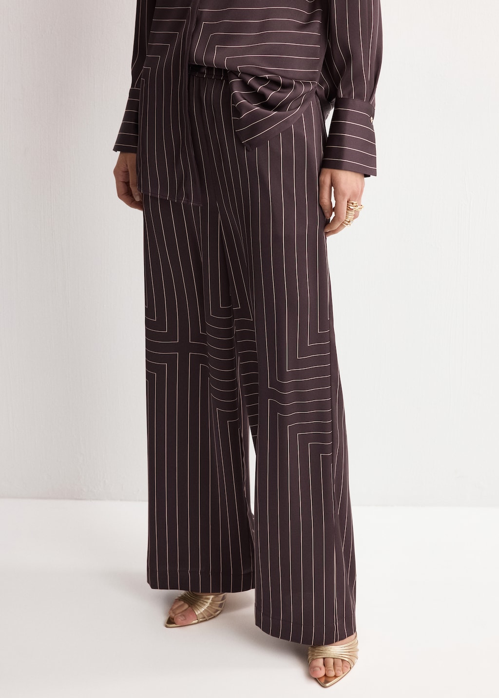 Geometric-print satin pants
