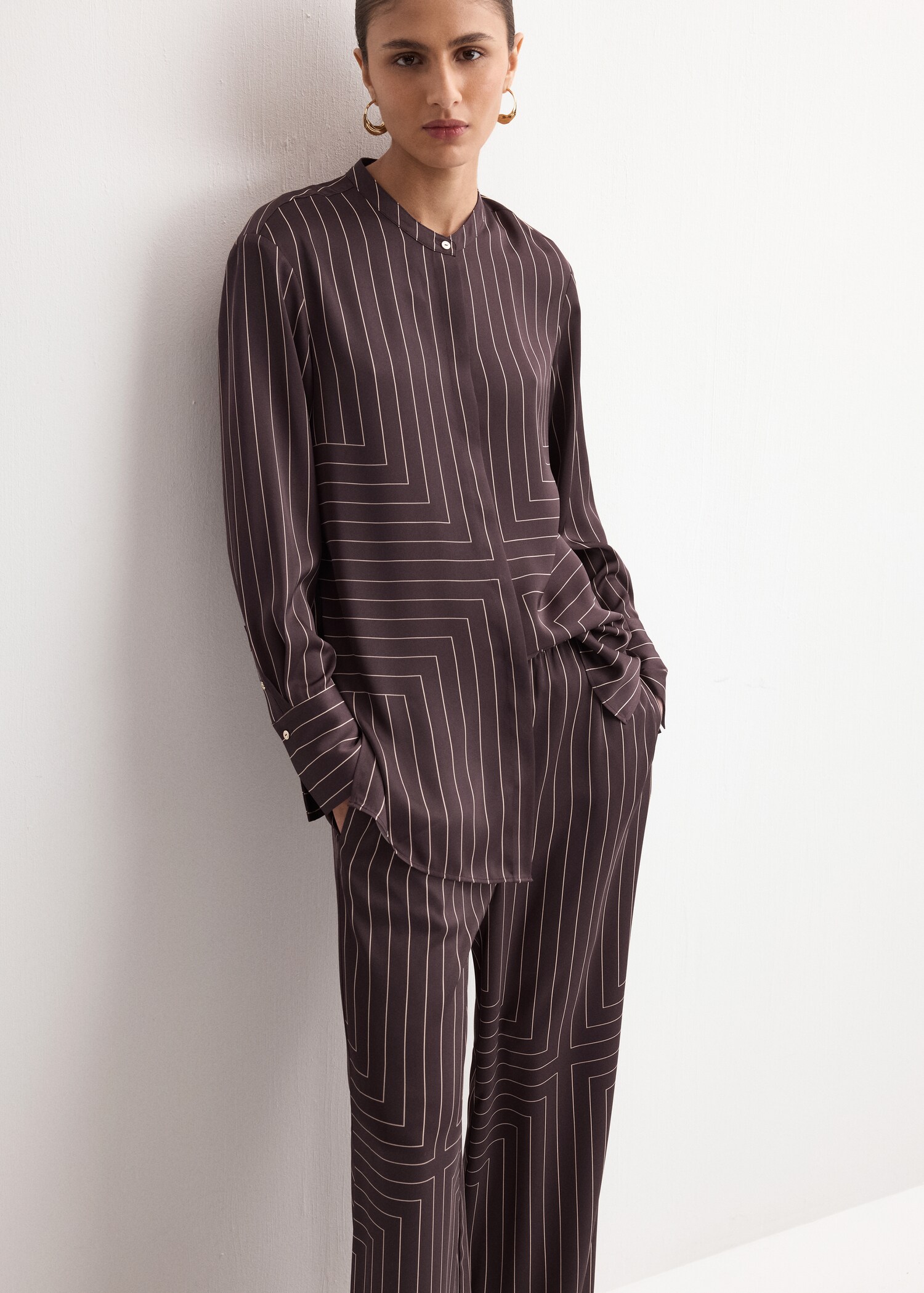 Geometric-print satin trousers - Details of the article 1