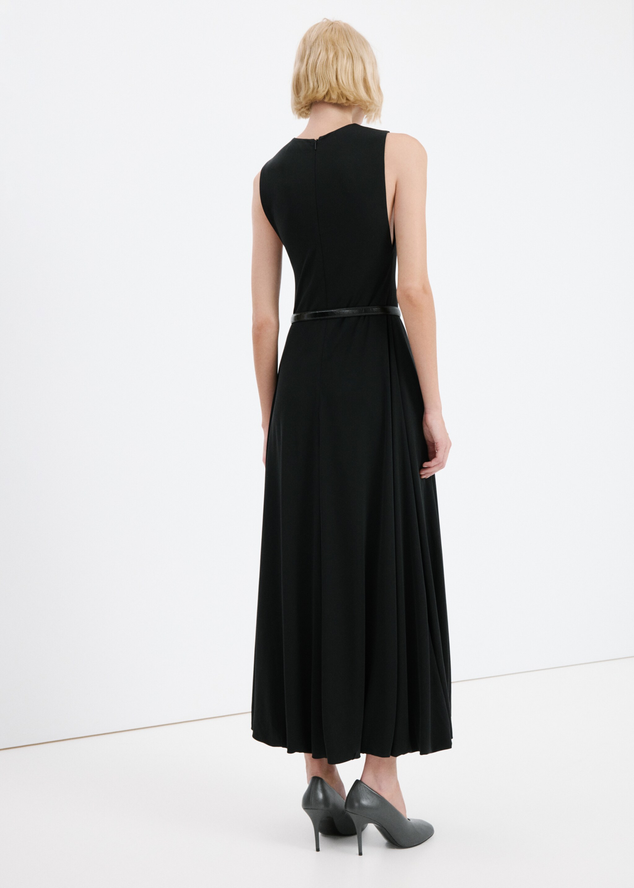 Flared cotton dress - Reverse of the article, Black. Ref: 27054093-00.