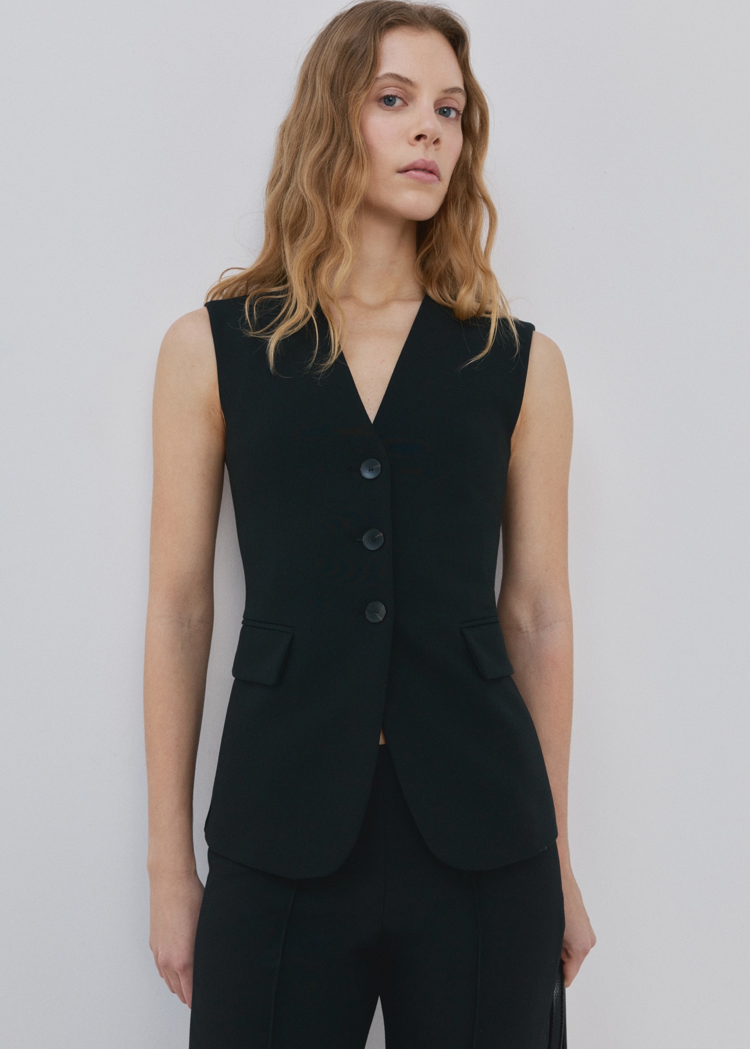 Fitted suit waistcoat - Medium plane