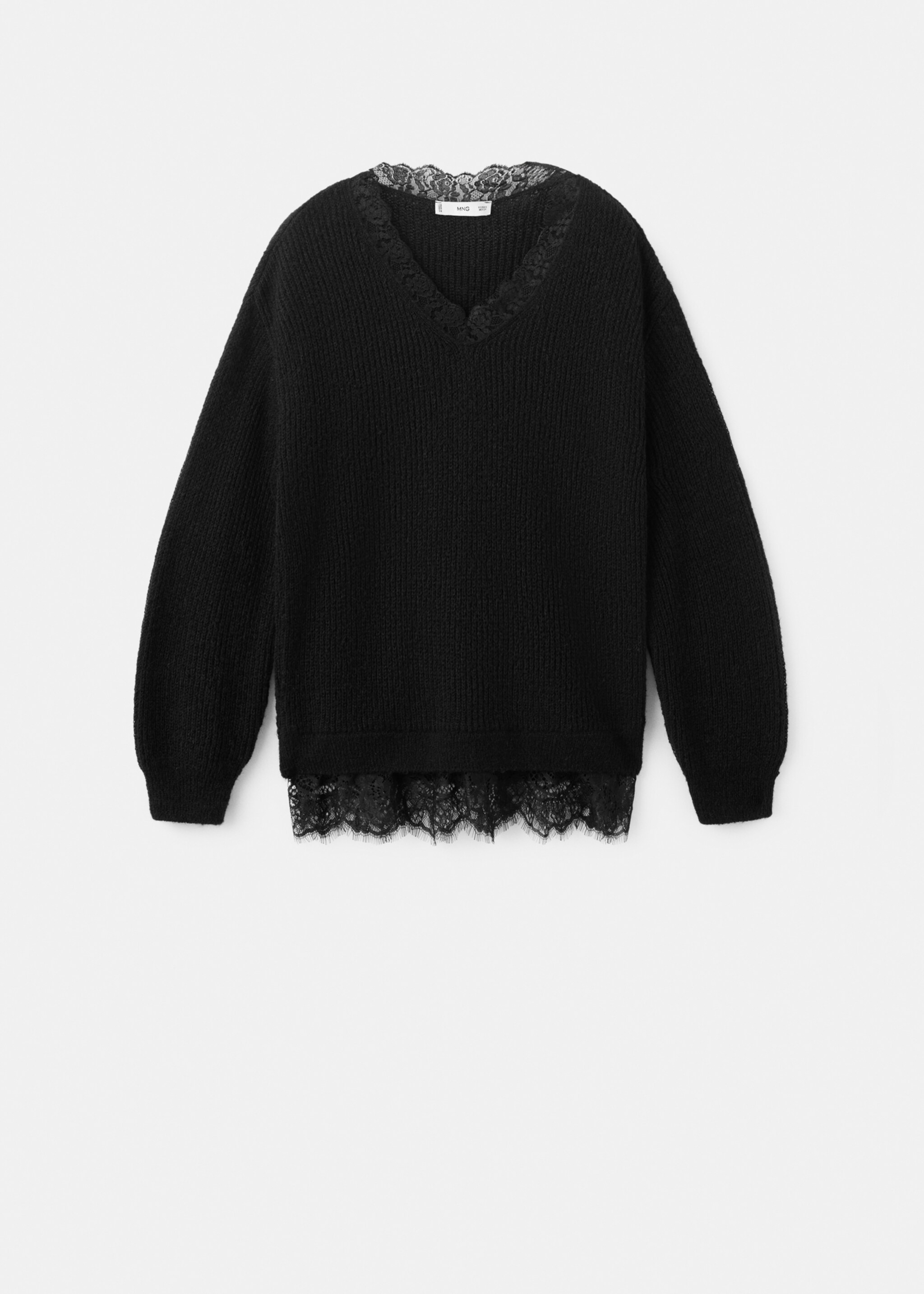 Lace knit sweater - Article without model, Black. Ref: 27054097-00.