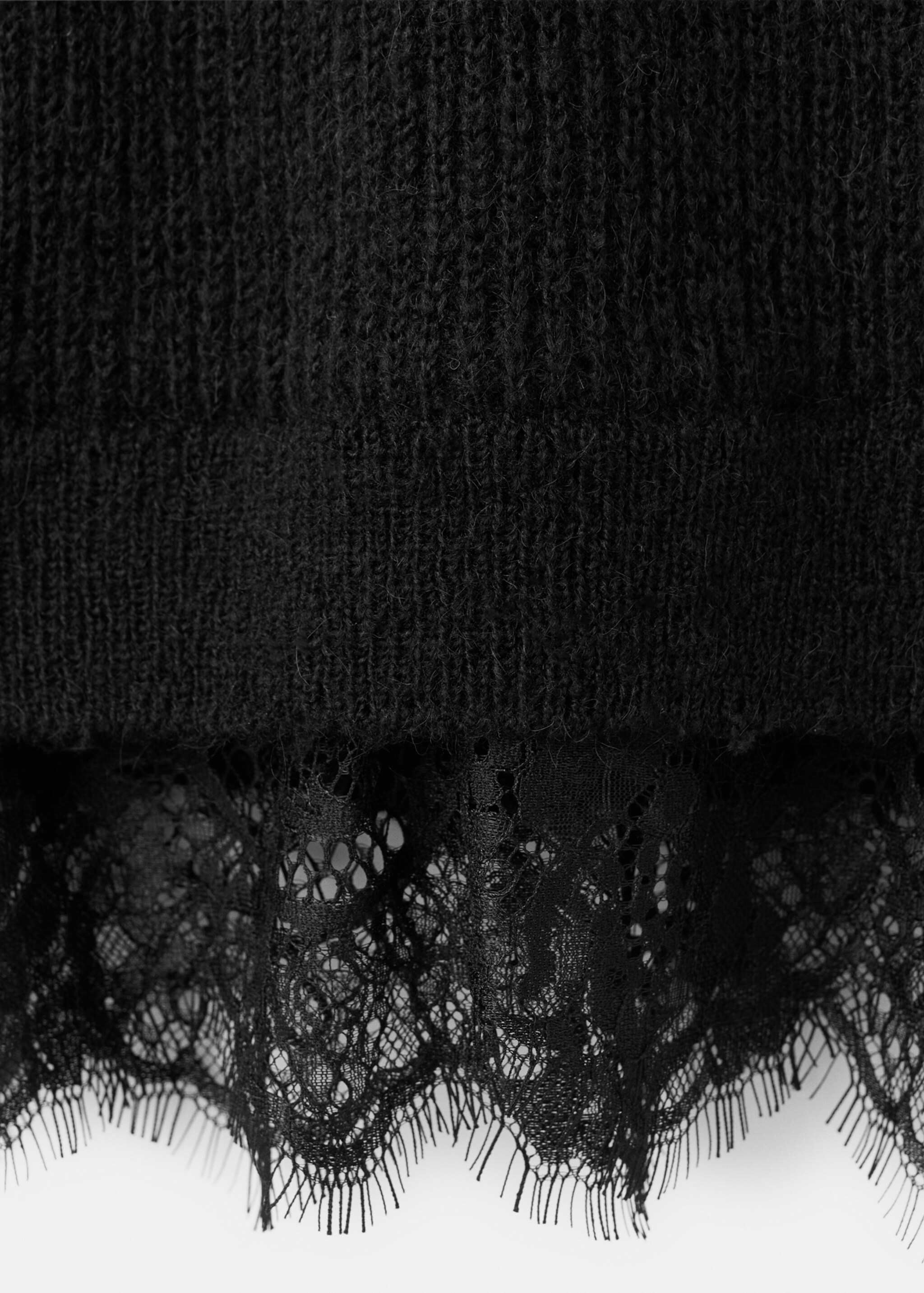 Lace knit sweater - Details of the article 0, Black. Ref: 27054097-00.