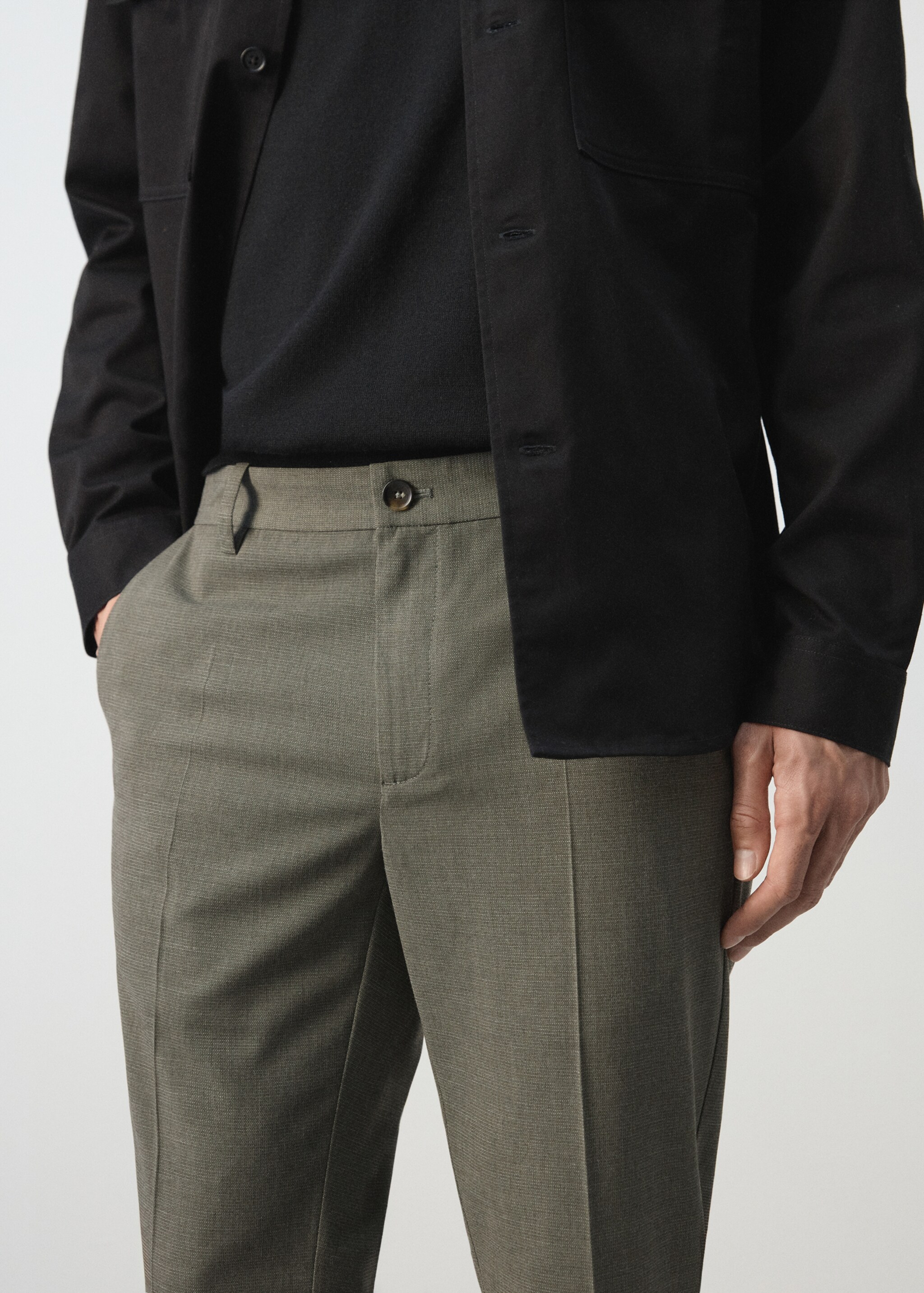 Pantalon slim fit cropped - Détail de l'article 1, Olive. Ref: 27054409-00.