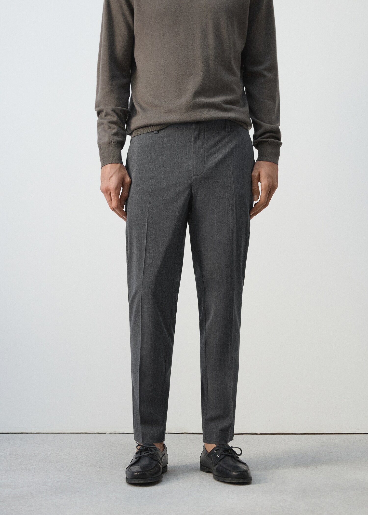 Slim-fit chalk-stripe trousers - Medium plane