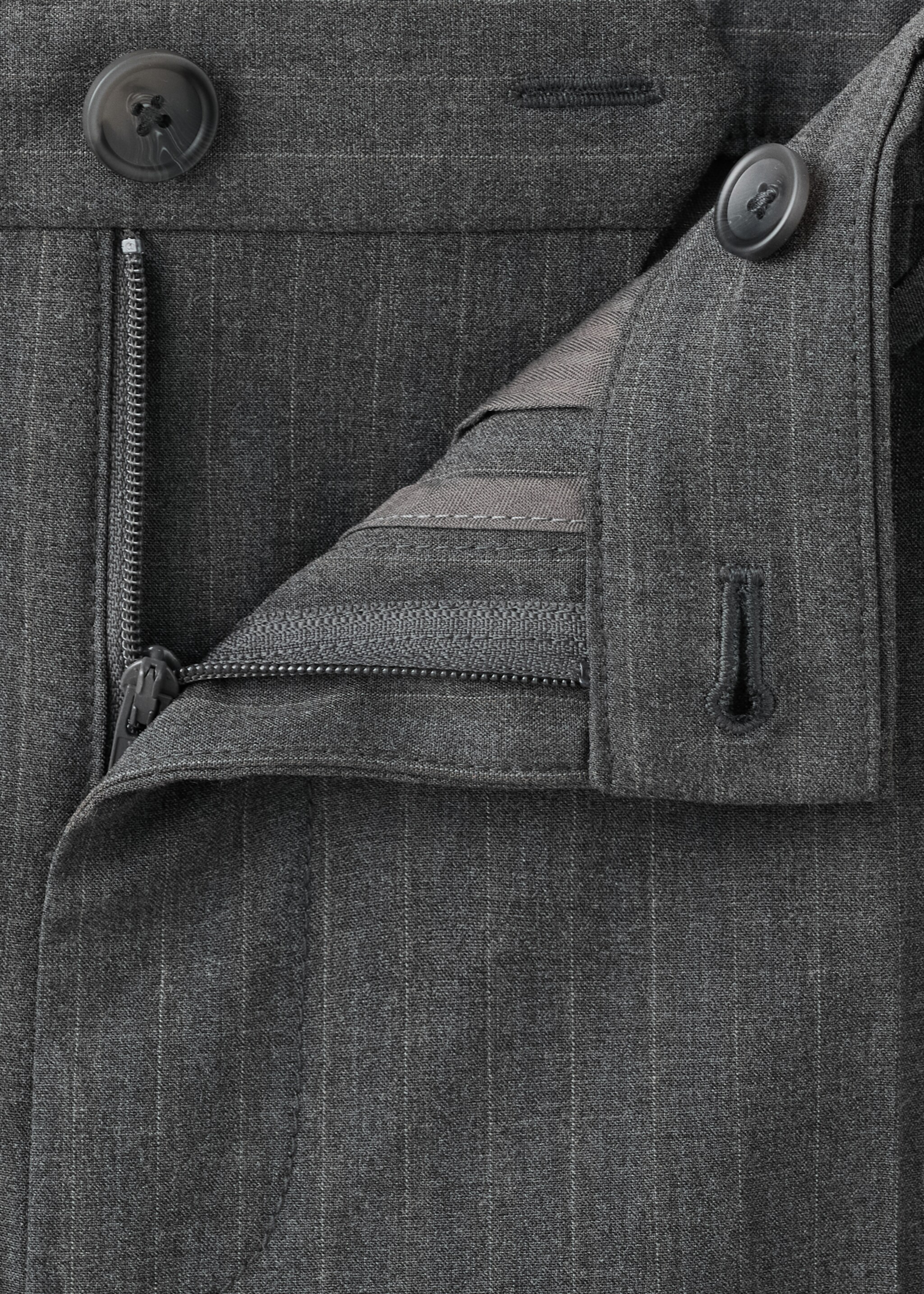 Slim-fit chalk-stripe trousers - Details of the article 8, Grey. Ref: 27054410-00.