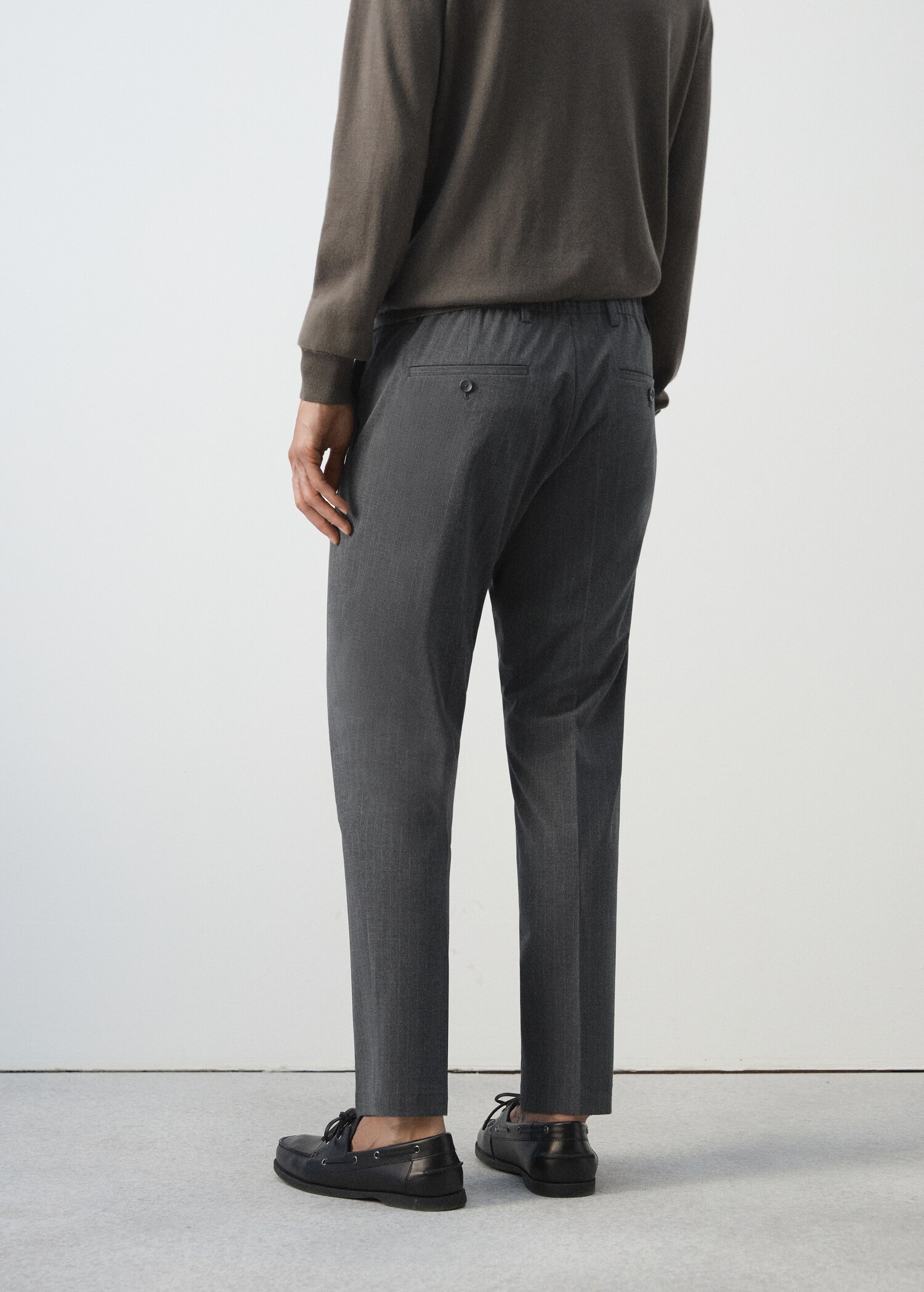 Slim-fit chalk-stripe trousers - Reverse of the article