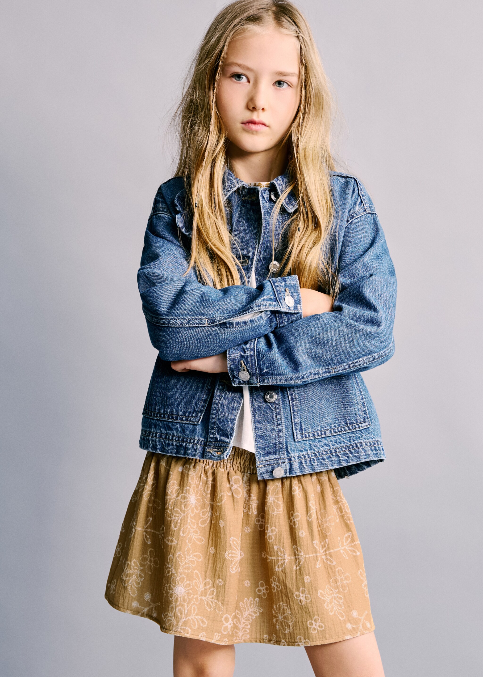 Jupe courte imprimée - Plan moyen, Moutarde. Ref: 27054419-00.