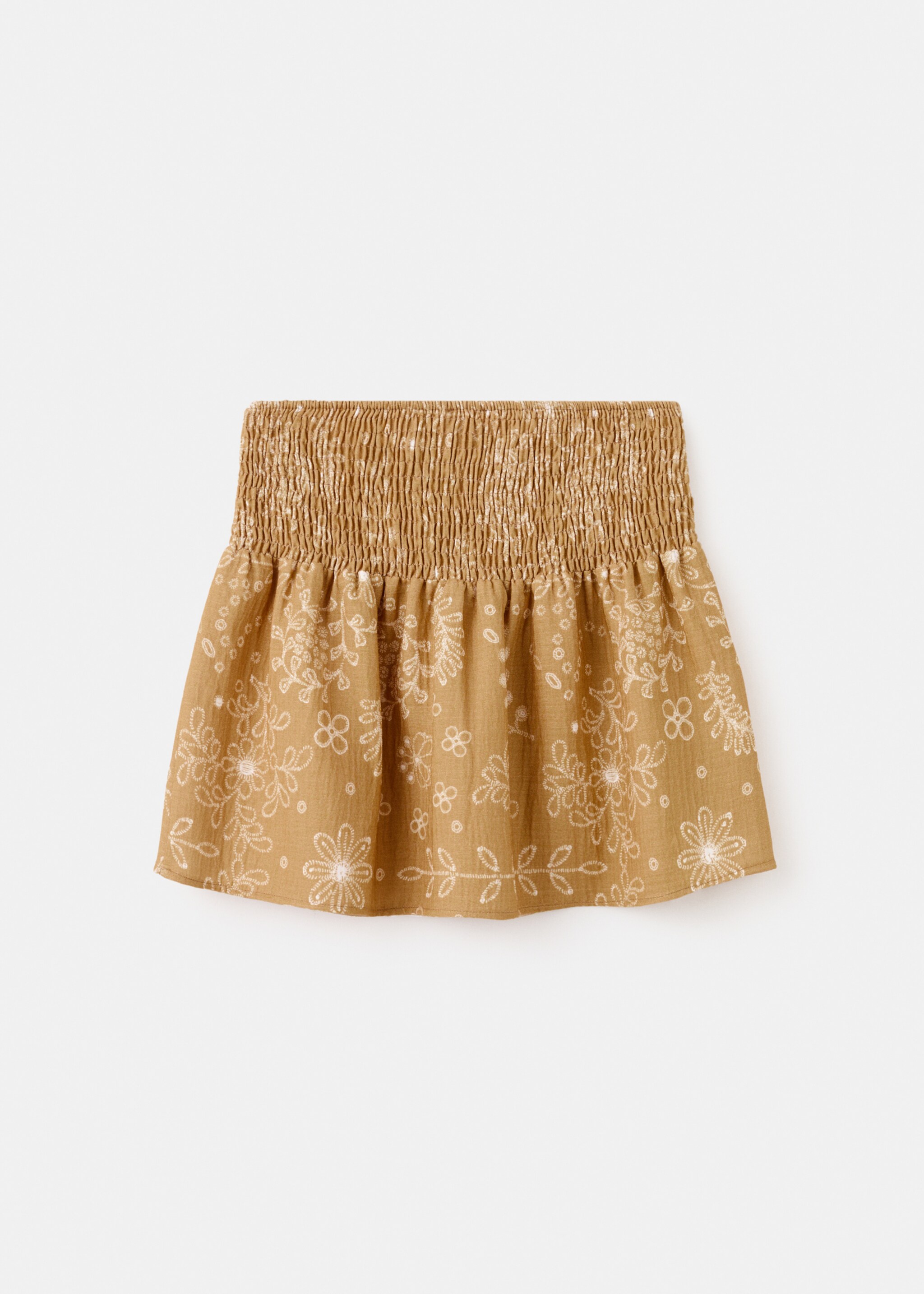 Printed short skirt - Reverse of the article, Mustard. Ref: 27054419-00.