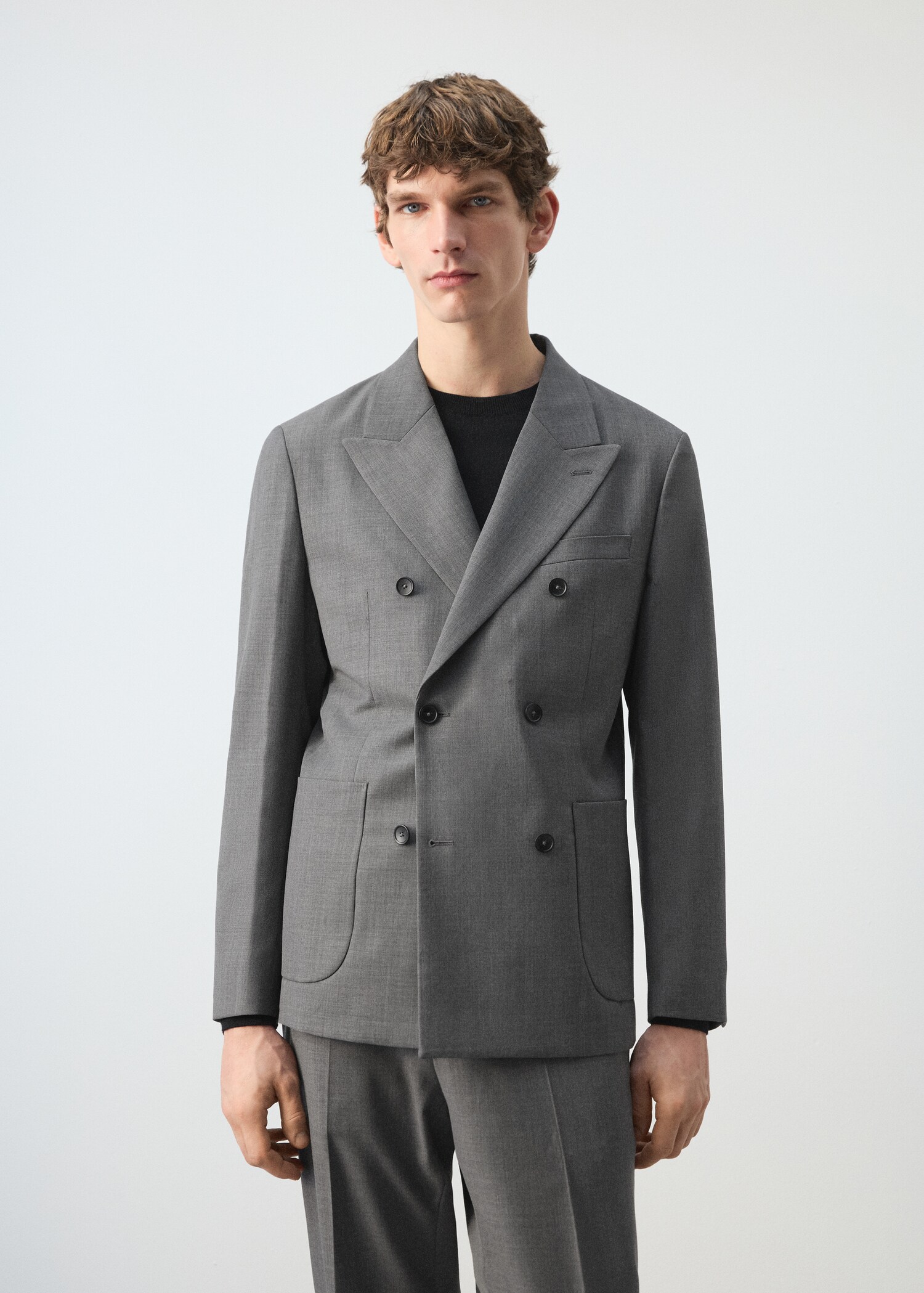 Ricardo regular fit double-breasted suit jacket - Medium plane
