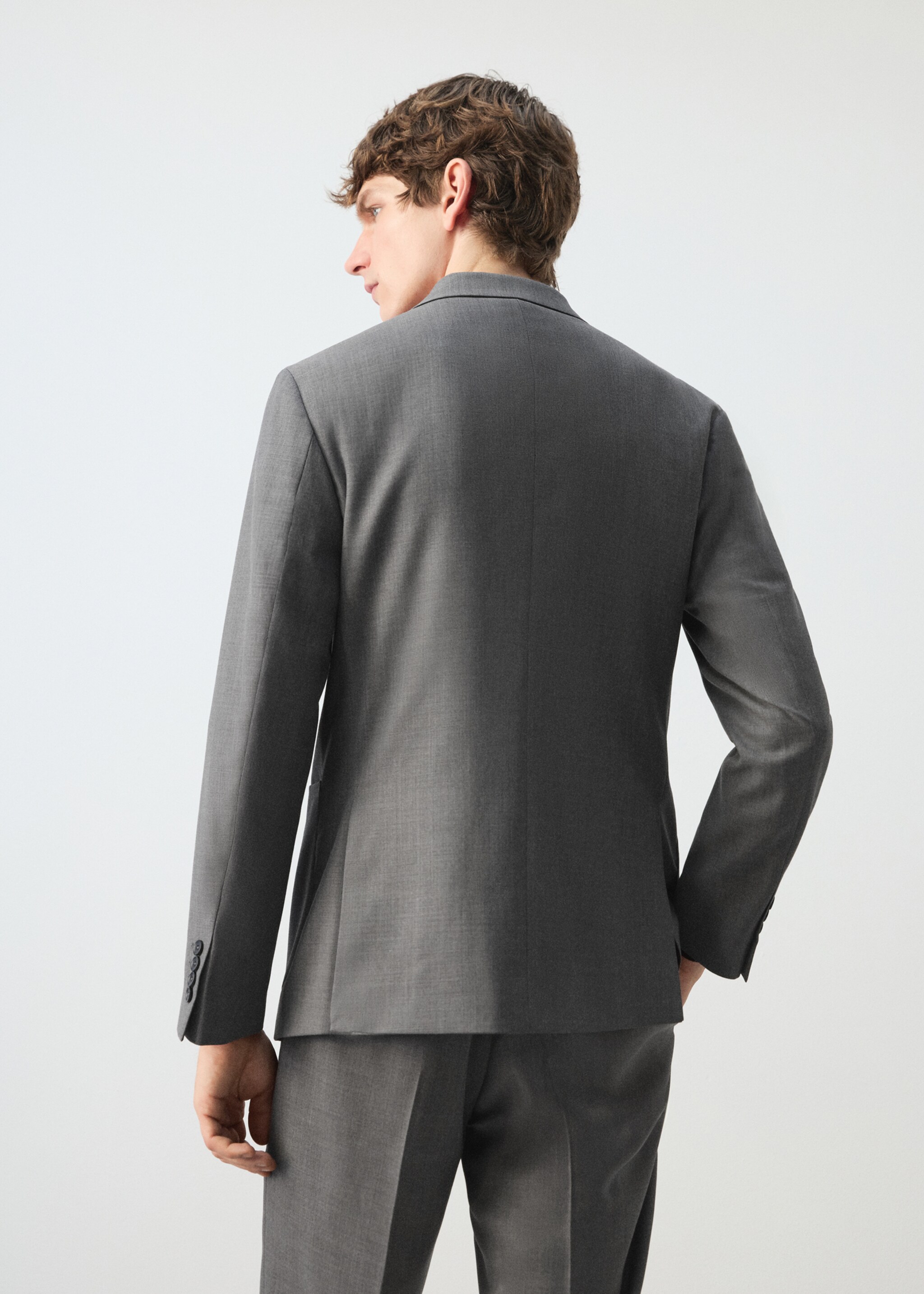 Ricardo regular fit double-breasted suit jacket - Reverse of the article, Grey. Ref: 27054421-00.