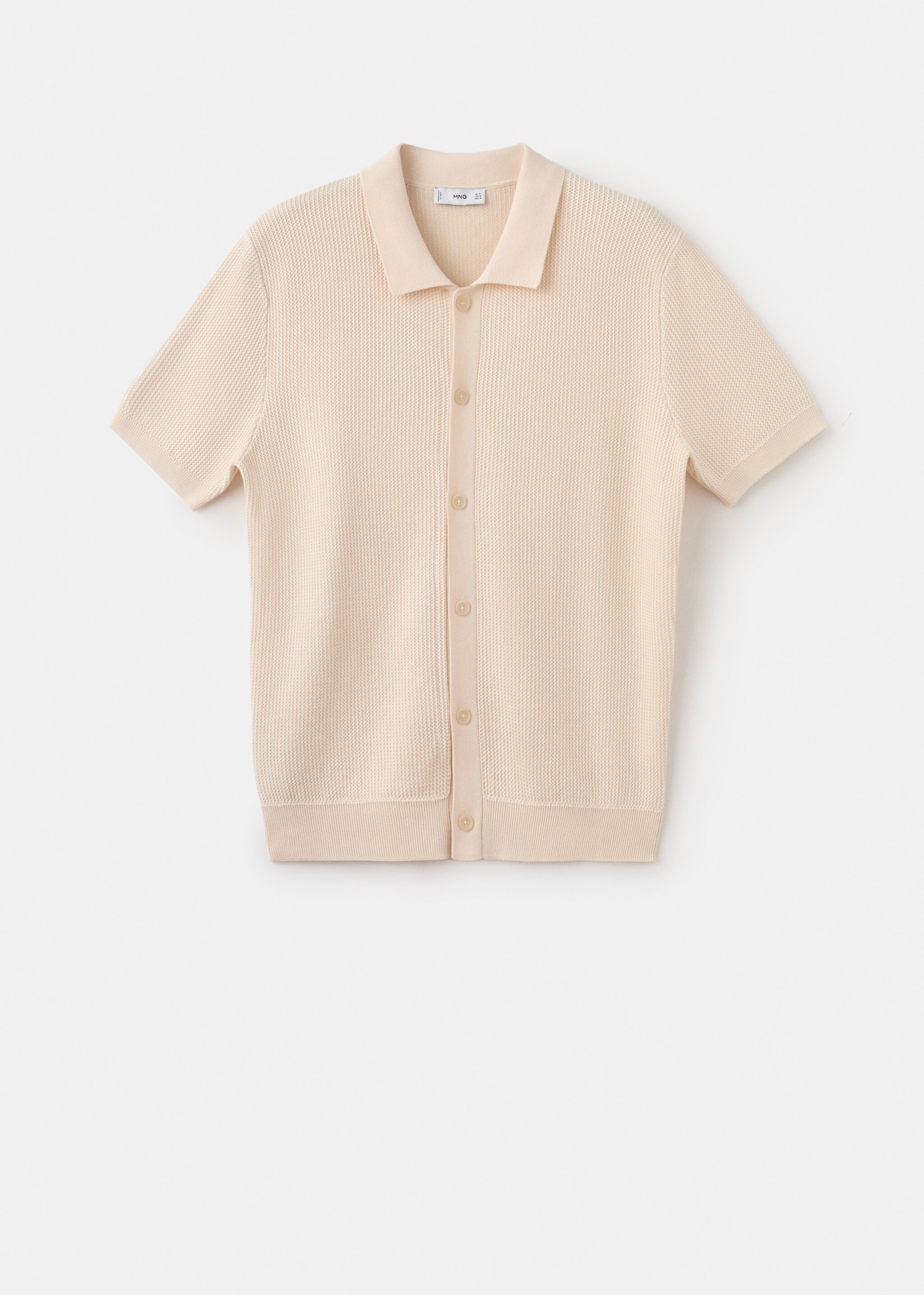 100% cotton structured knit polo with buttons - Article without model, Off White. Ref: 27054426-00.