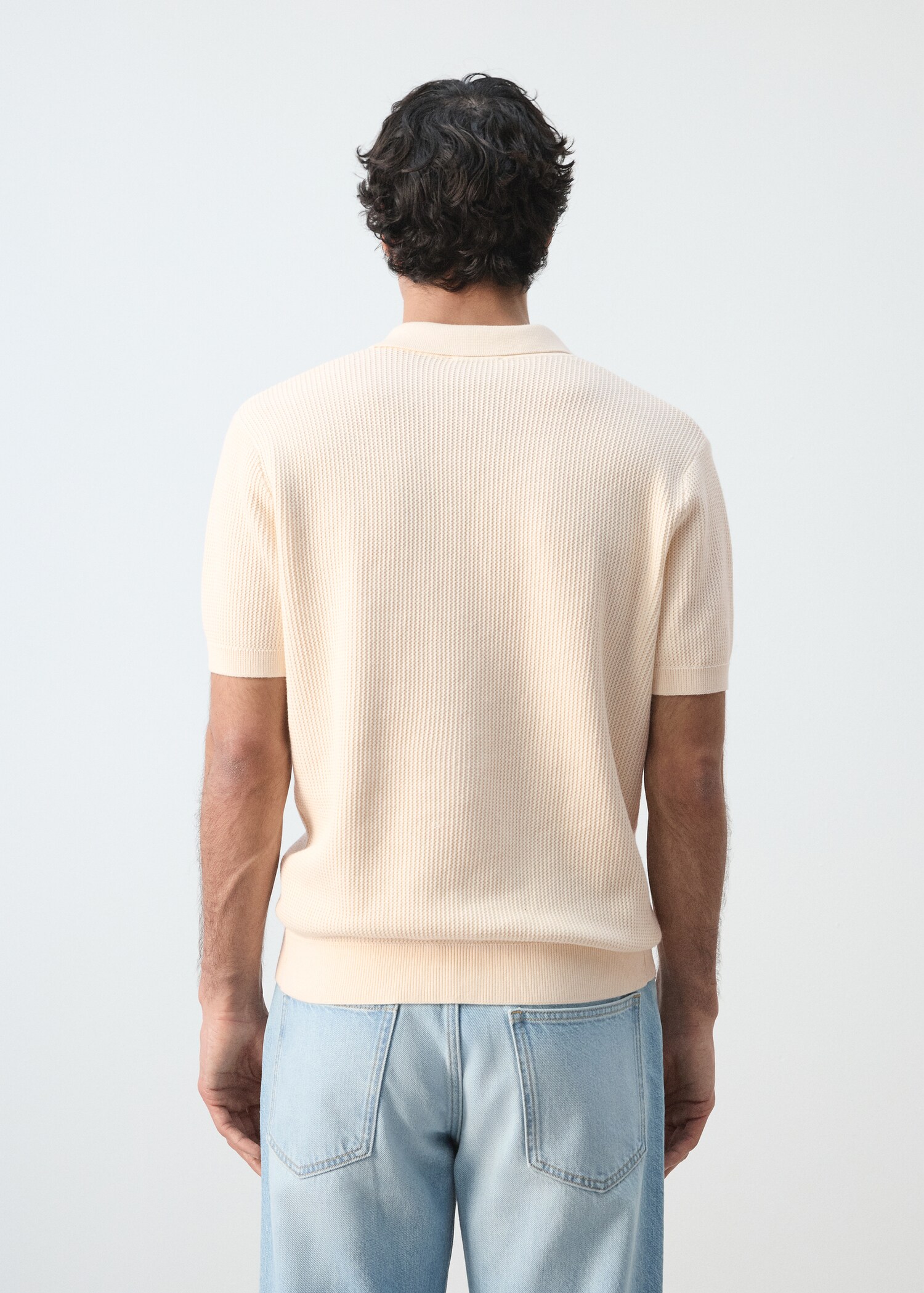 100% cotton structured knit polo with buttons - Reverse of the article