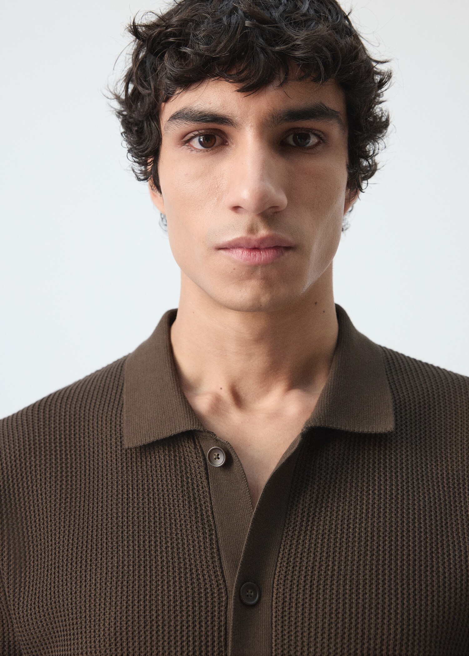 100% cotton structured knit polo with buttons - Details of the article 1