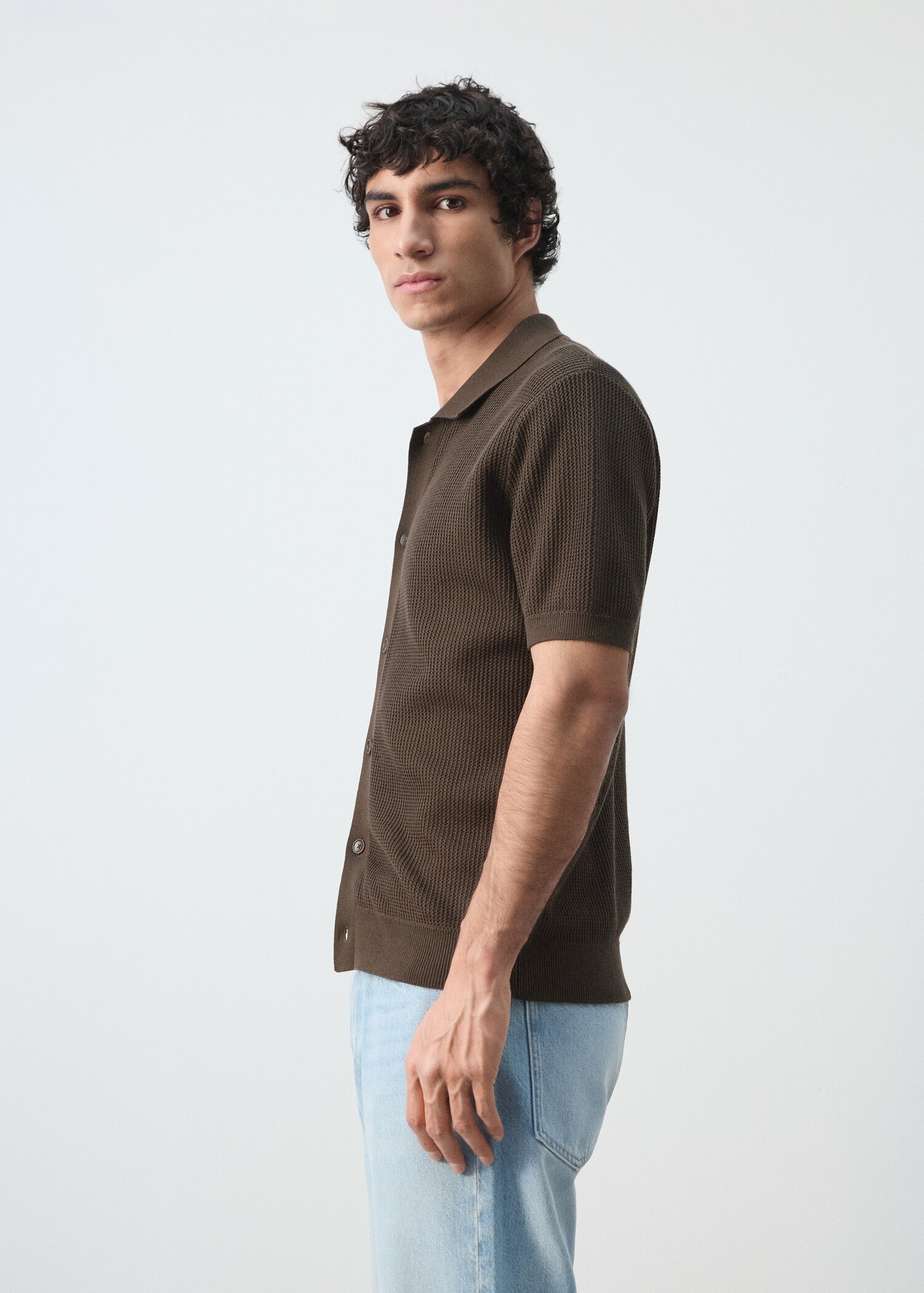 100% cotton structured knit polo with buttons - Details of the article 2