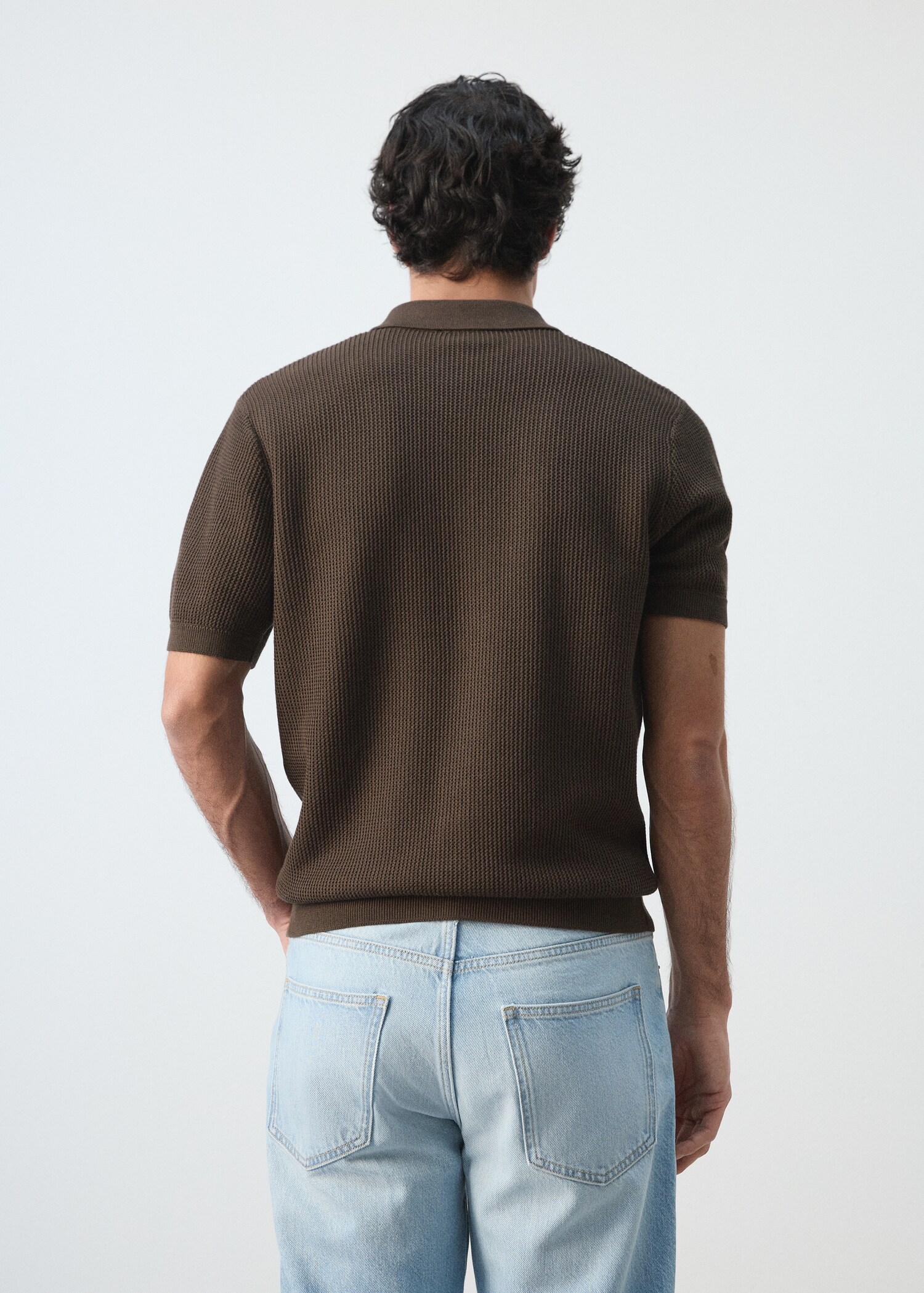 100% cotton structured knit polo with buttons - Reverse of the article