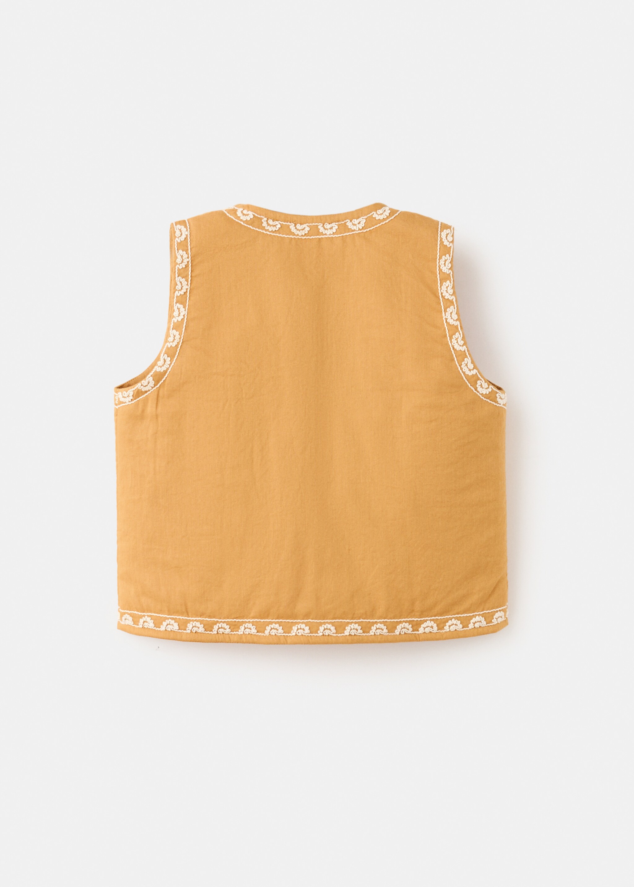 Colete bordado às flores - Verso do artigo, Mostarda. Ref: 27054427-00.