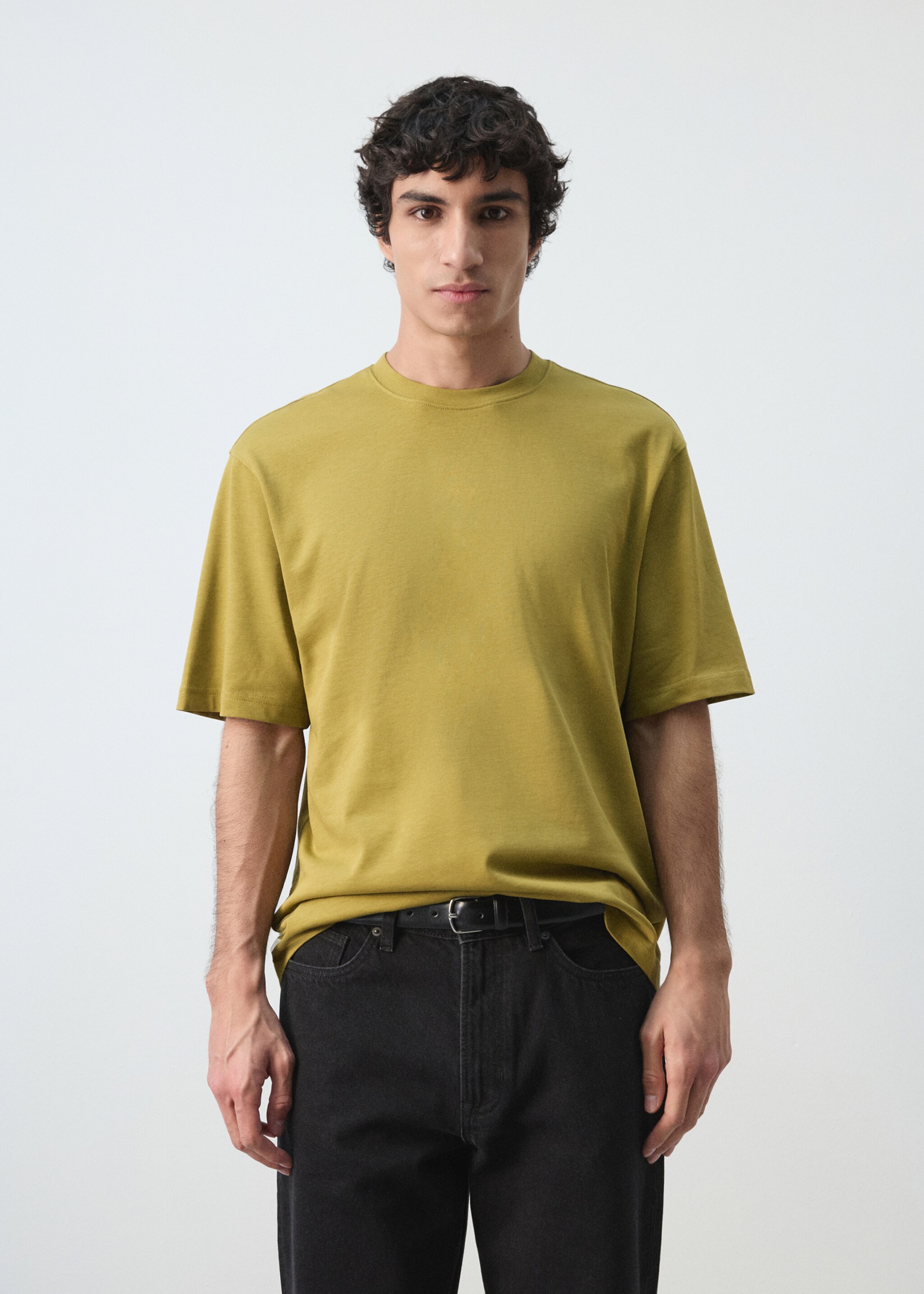 Camiseta heavy weight relaxed fit - Plano medio, Oliva. Ref: 27054430-00.