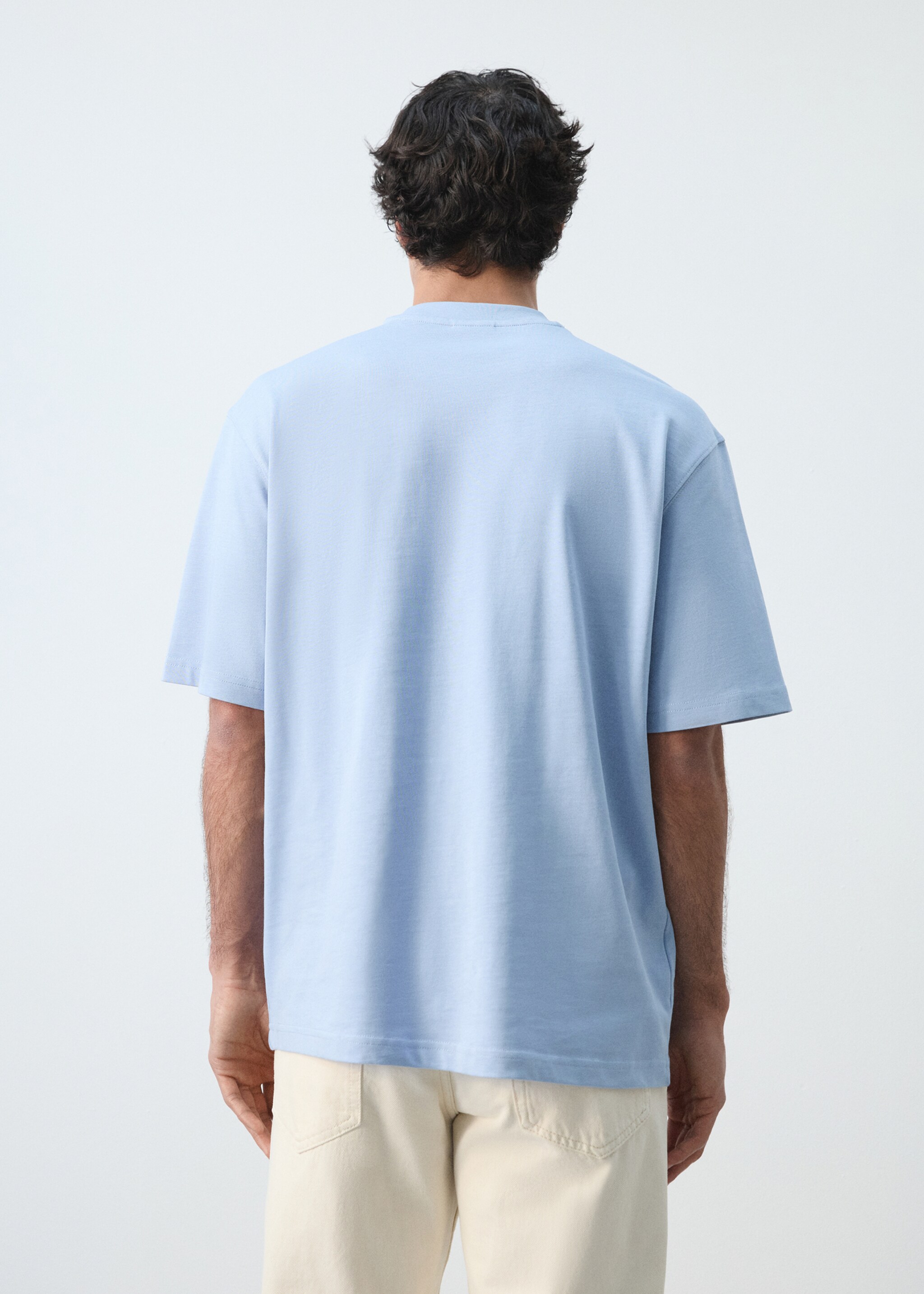 Camiseta heavy weight relaxed fit - Reverso del artículo, Azul celeste. Ref: 27054430-00.