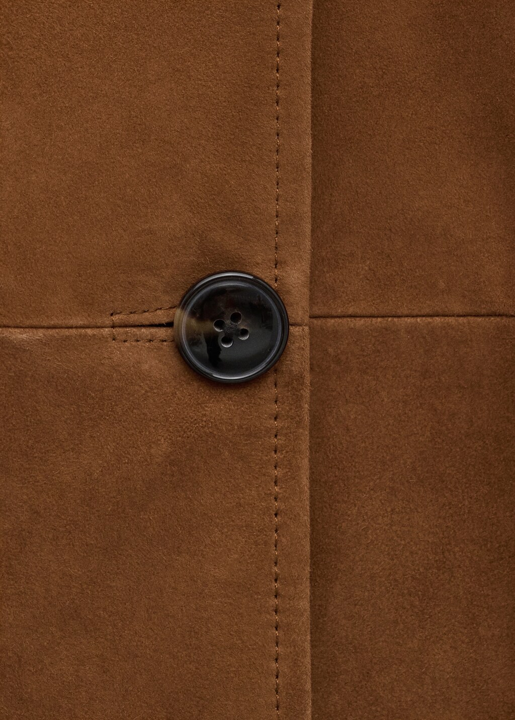 Straight suede blazer with topstitching - image 5