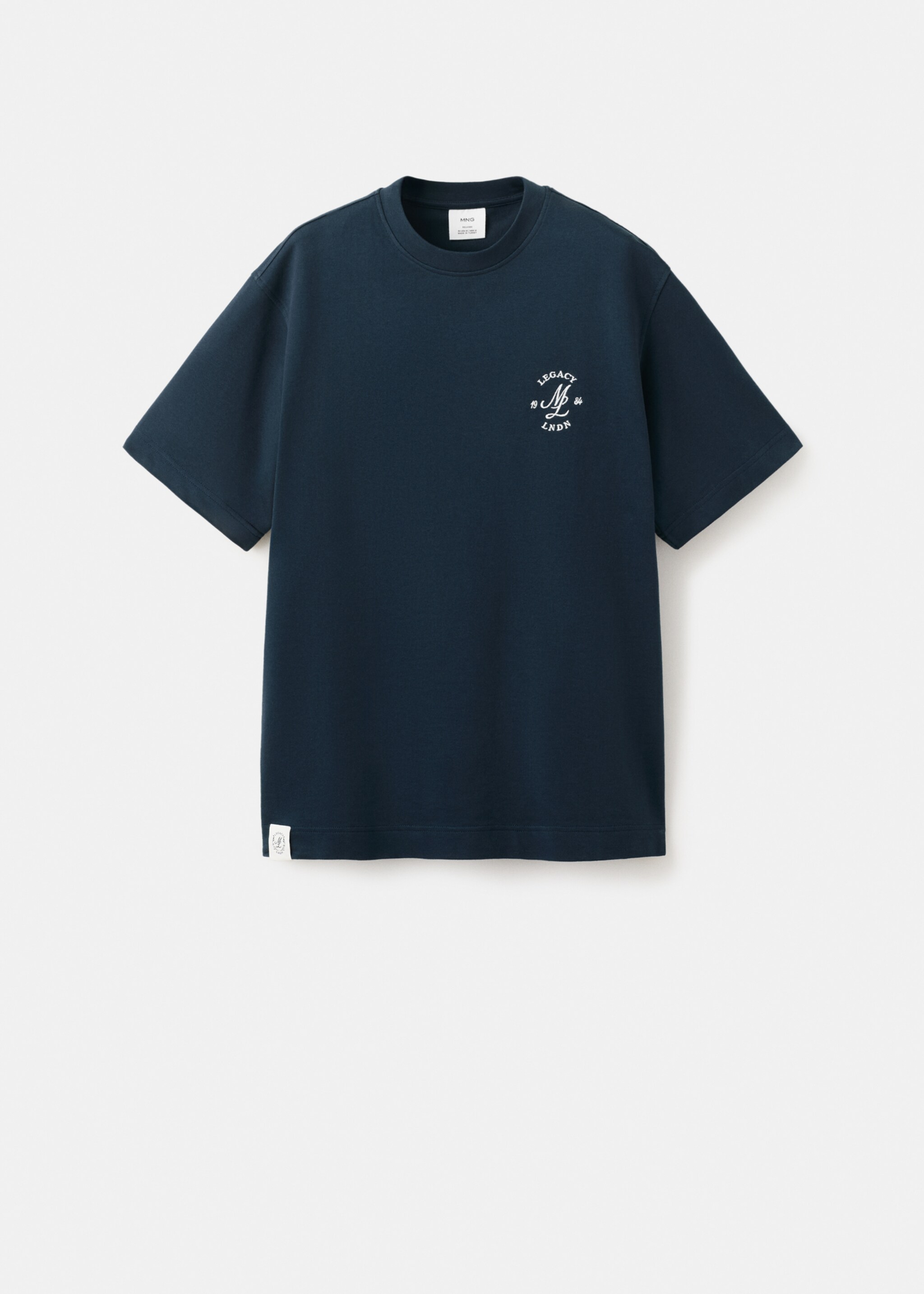 T-shirt heavyweight com bordado gráfico - Artigo sem modelo, Azul-marinho. Ref: 27054438-00.