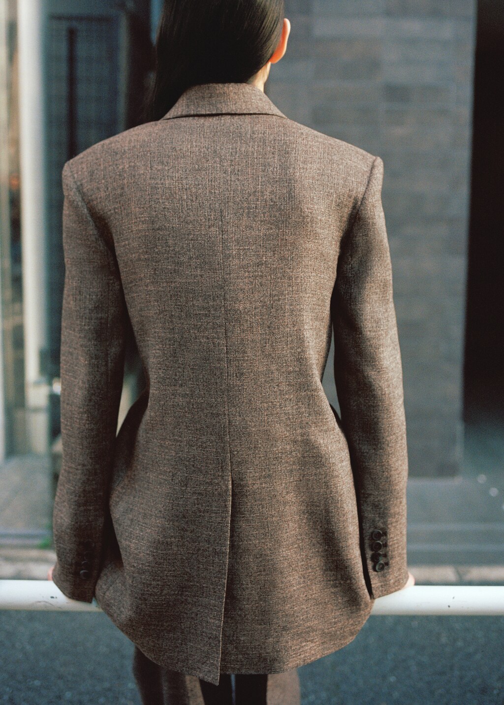Herringbone double-breasted suit blazer - image 2