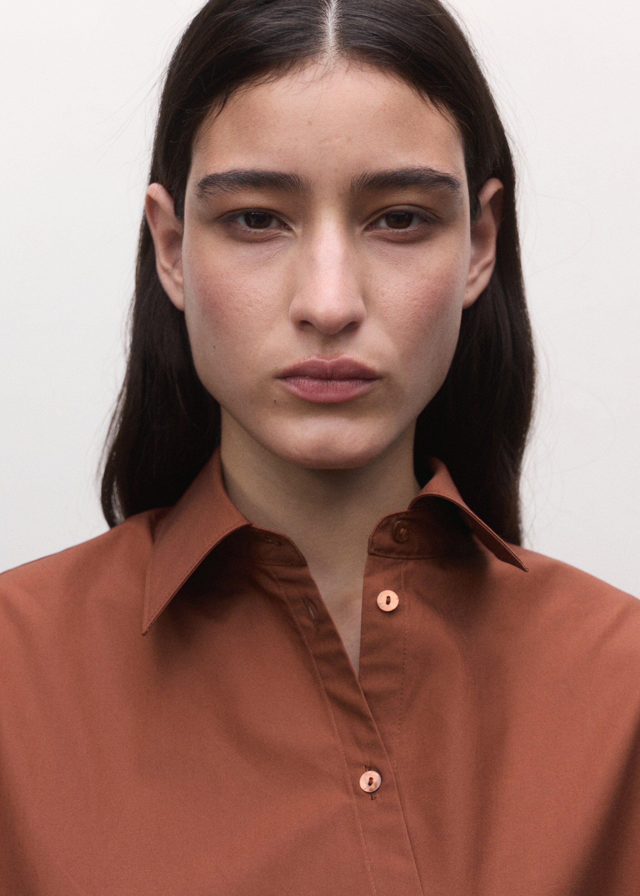 Chemise coton cache-cœur - Détail de l'article 1, Rouge-orangé. Ref: 27054447-00.