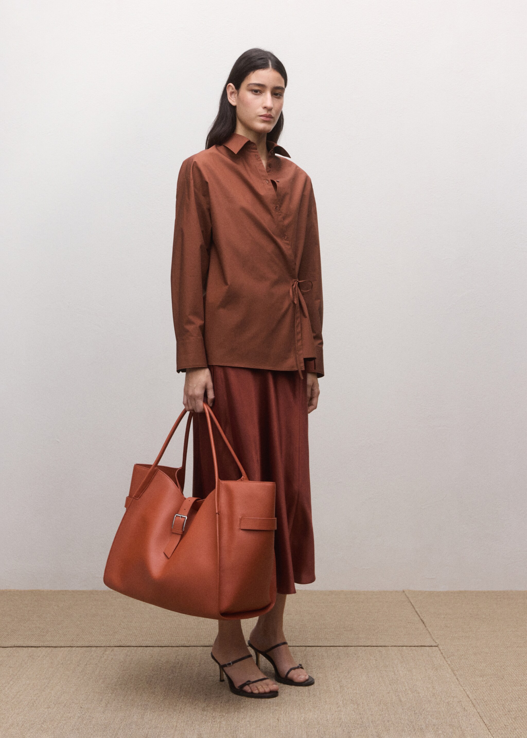 Chemise coton cache-cœur - Détail de l'article 6, Rouge-orangé. Ref: 27054447-00.